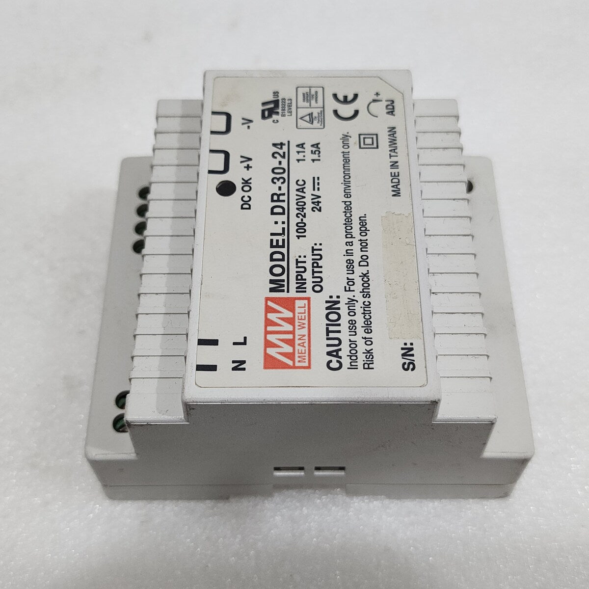 MEAN WELL DR-30-24 POWER SUPPLY MODULE 24VDC 1.5A