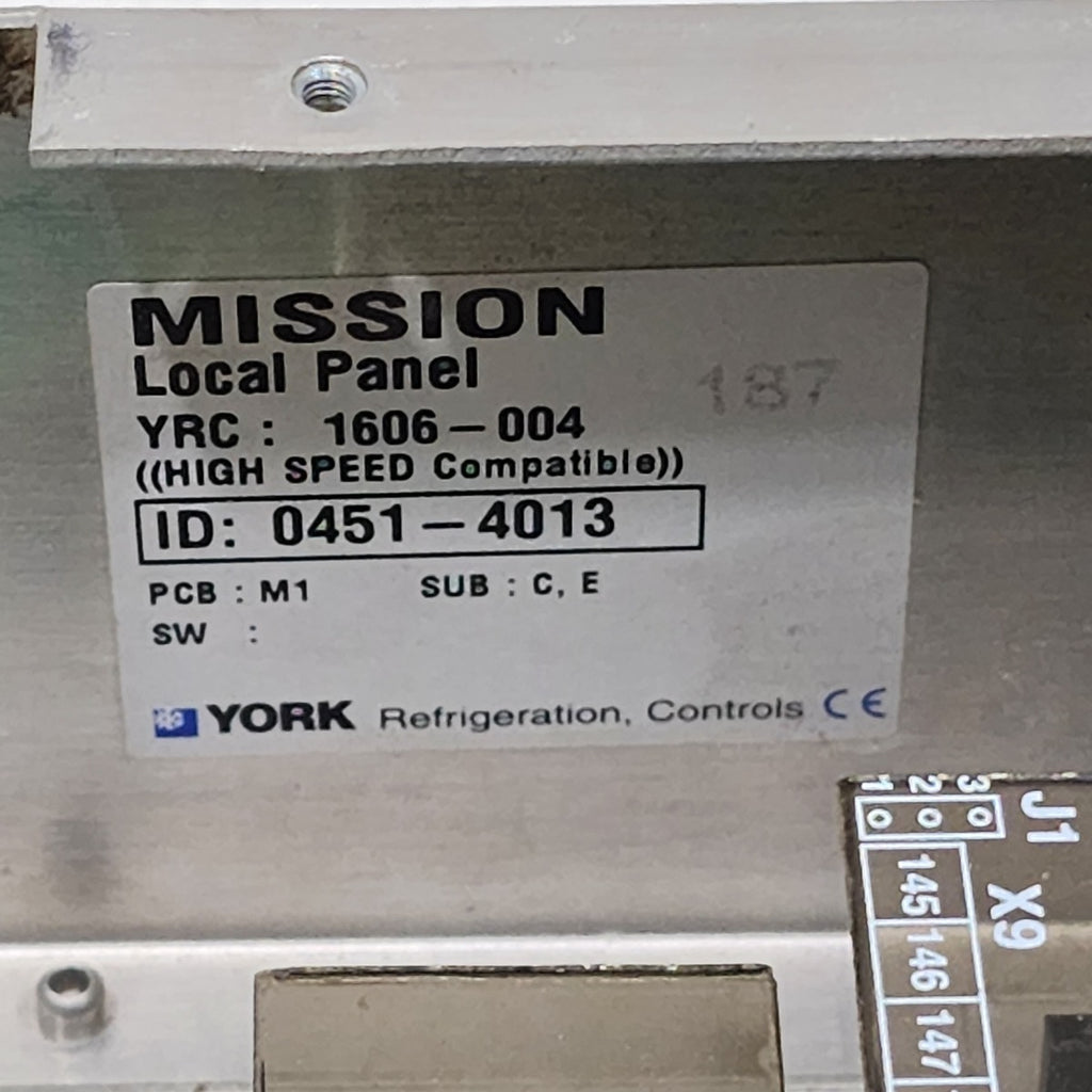YORK REFRIGERATION 1606-004 MISSION LOCAL PANEL 4051-4013 UNISAB