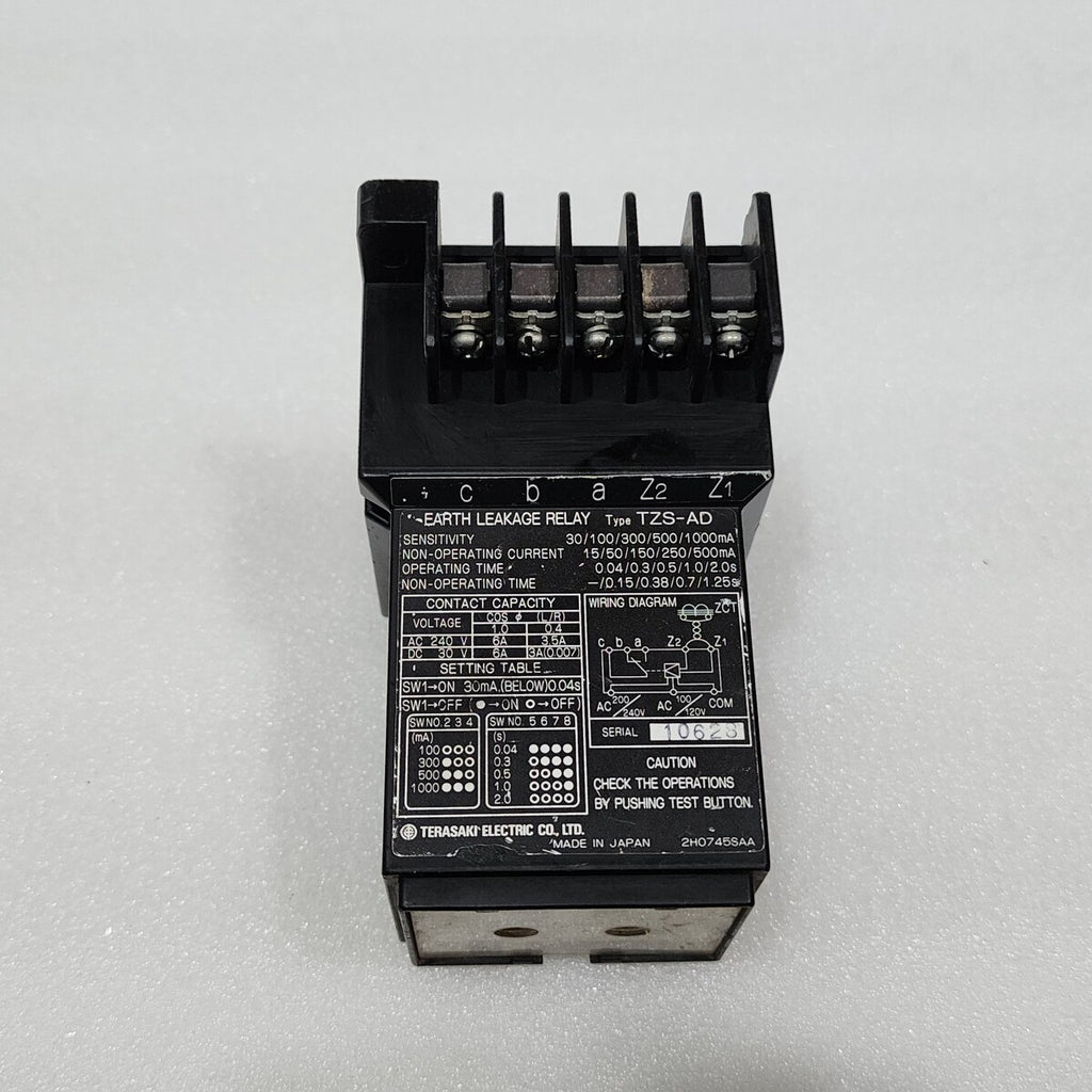 TERASAKI TZS-AD EARTH LEAKAGE RELAY 120-240V