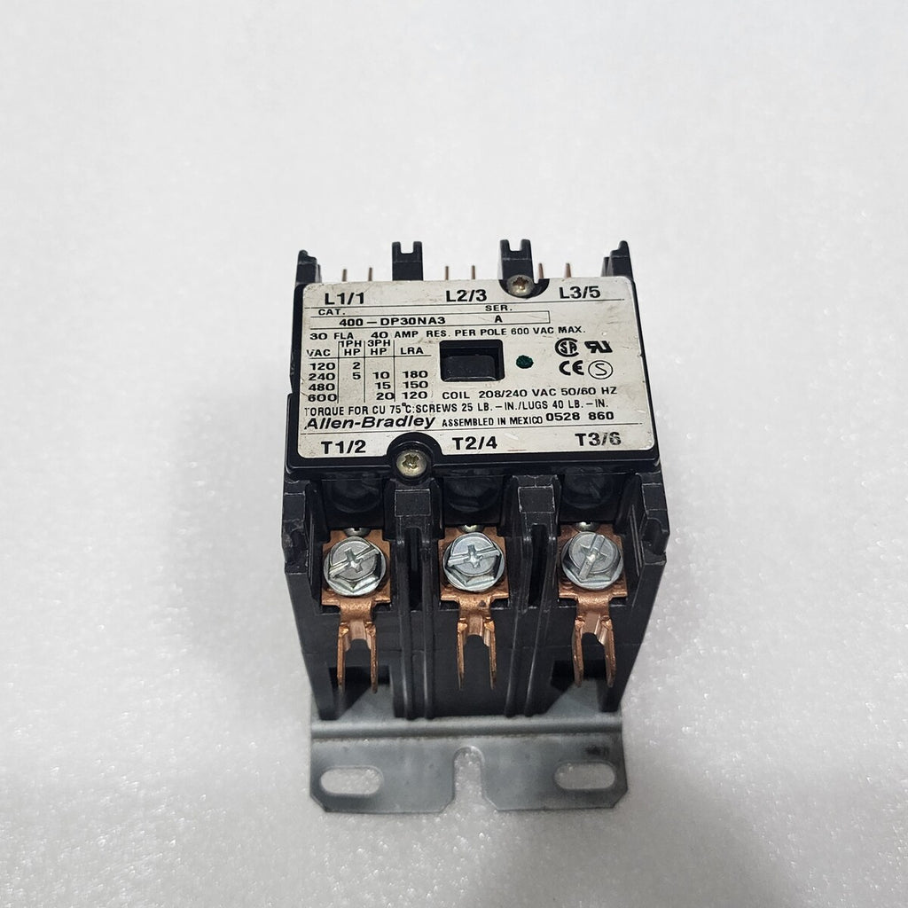ALLEN BRADLEY CAT 400-DP30NA3 3-POLE DEFINITE PURPOSE CONTACTOR 40A COIL VOLTAGE
