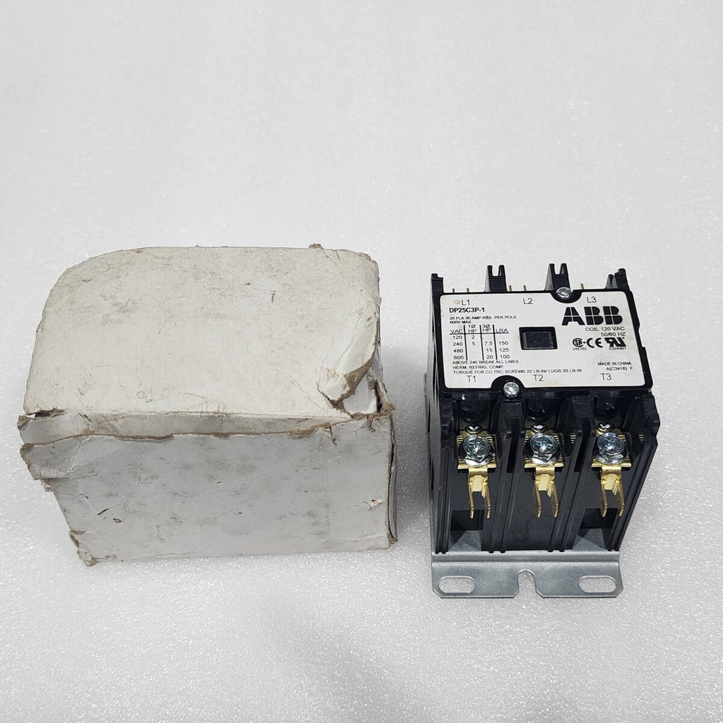 ABB DP25C3P-1 3-POLE DEFINITE PURPOSE CONTACTOR  COIL VOLTAGE 120V