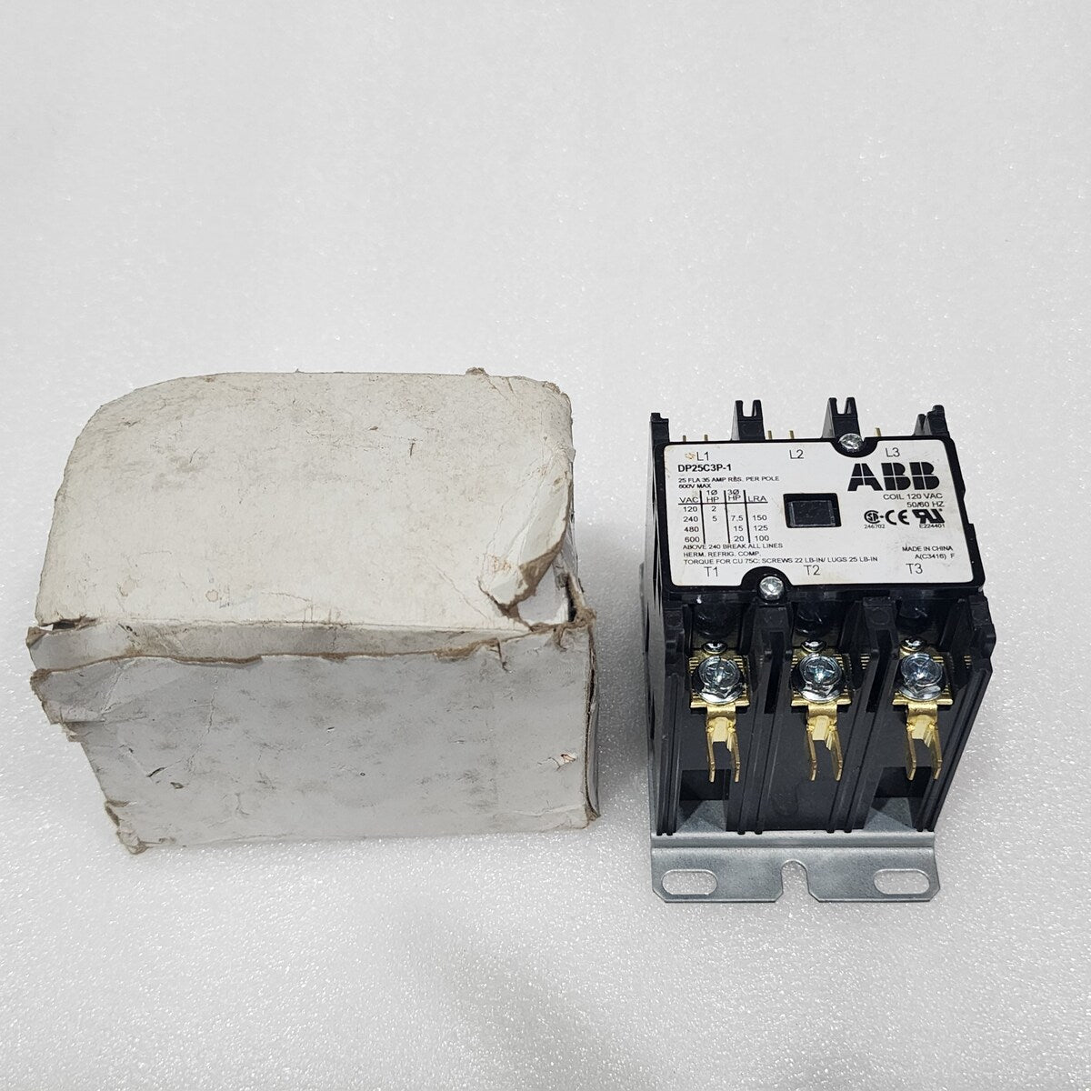 ABB DP25C3P-1 3-POLE DEFINITE PURPOSE CONTACTOR  COIL VOLTAGE 120V