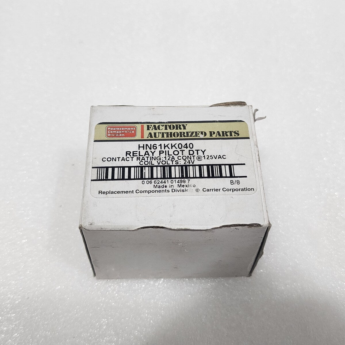CARRIER CORPORATION HN61KK040 PILOT DUTY RELAY 12A 24V