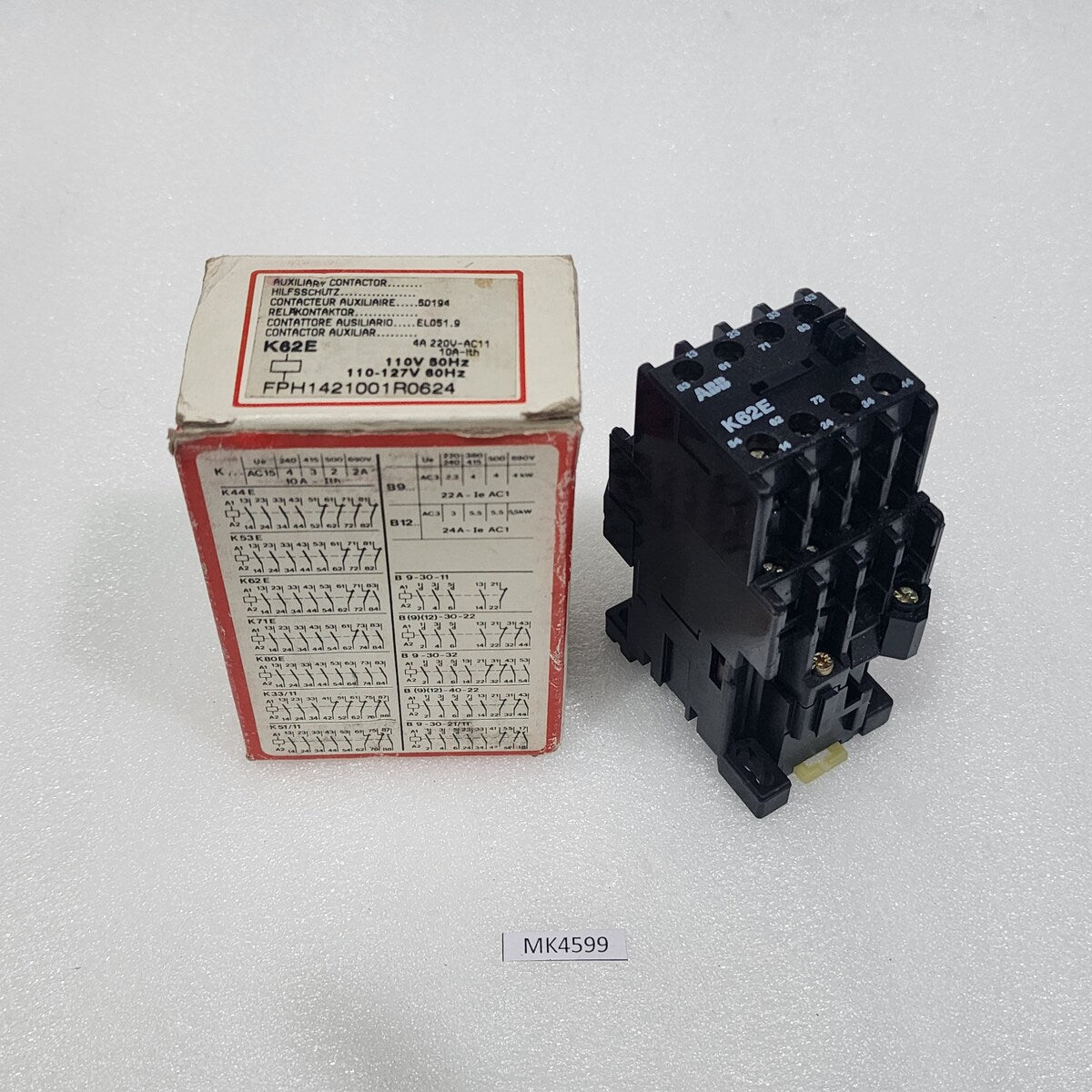 ABB K62E CONTACTOR RELAY FPH1421001R0624 COIL VOLTAGE 110-127V