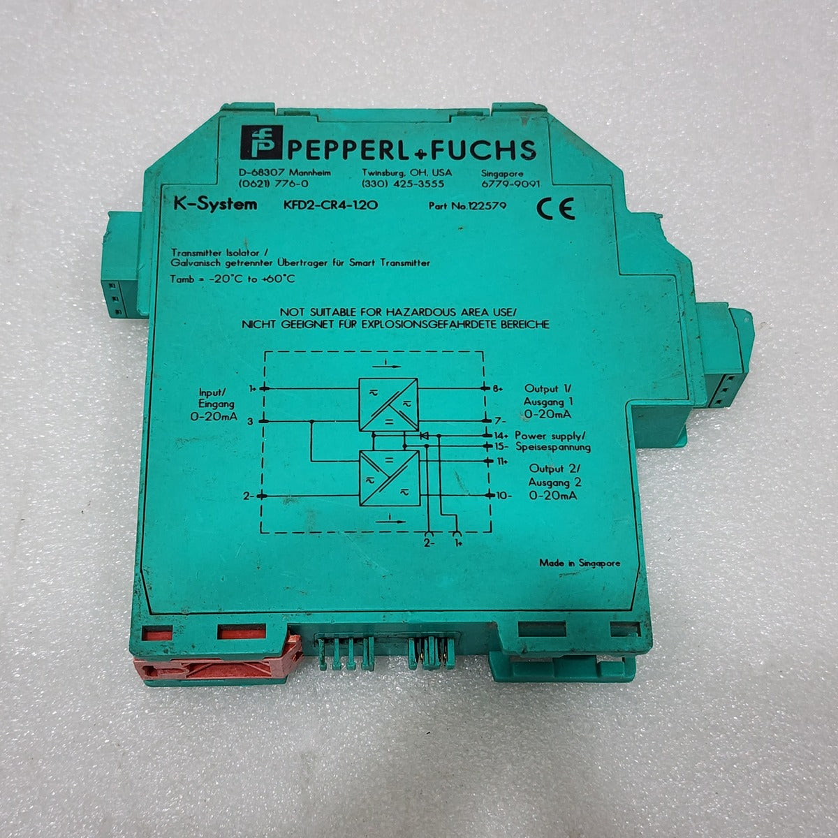 PEPPERL + FUCHS KFD2-CR4-1.2O TRANSMITTER POWER SUPPLY 122579