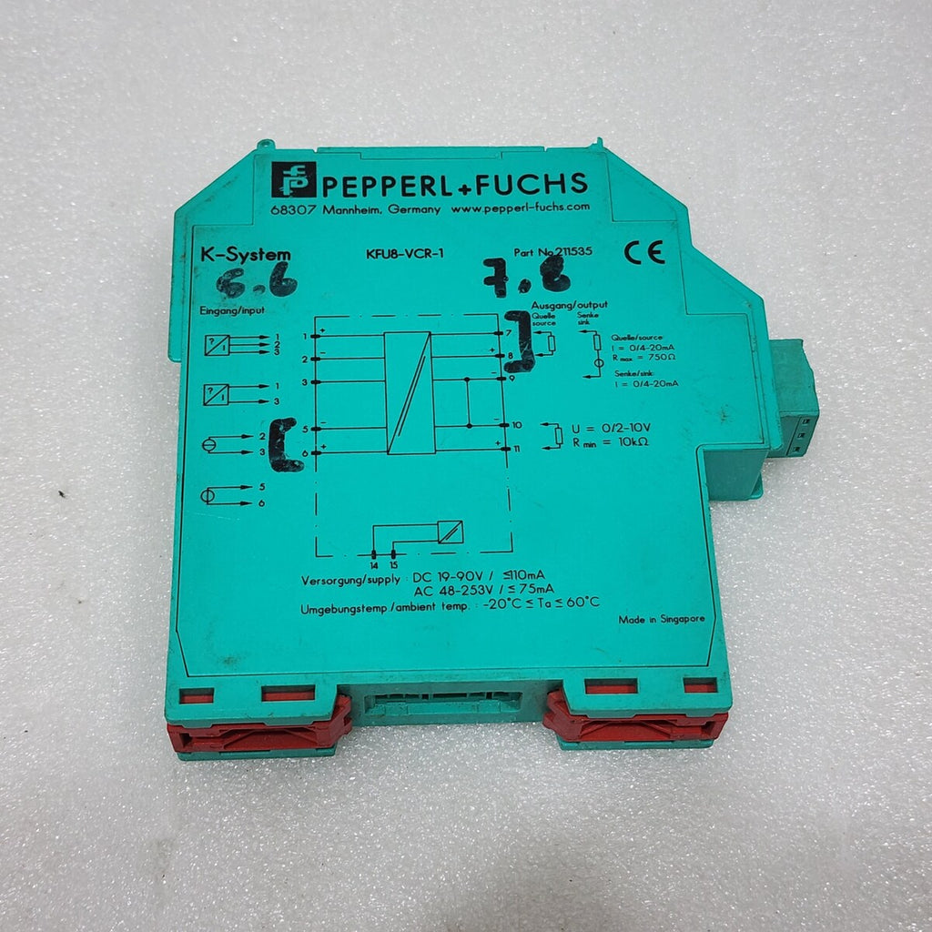 PEPPERL + FUCHS KFU8-VCR-1 TRANSMITTER POWERSUPPLY CONVERTER 211535