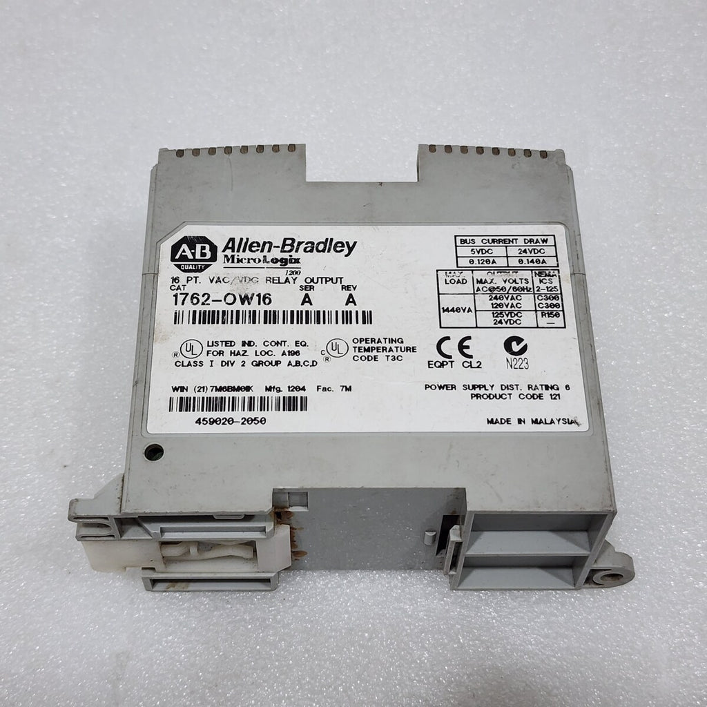 ALLEN BRADLEY CAT 1762-OW16 MICROLOGIX RELAY OUTPUT MODULE
