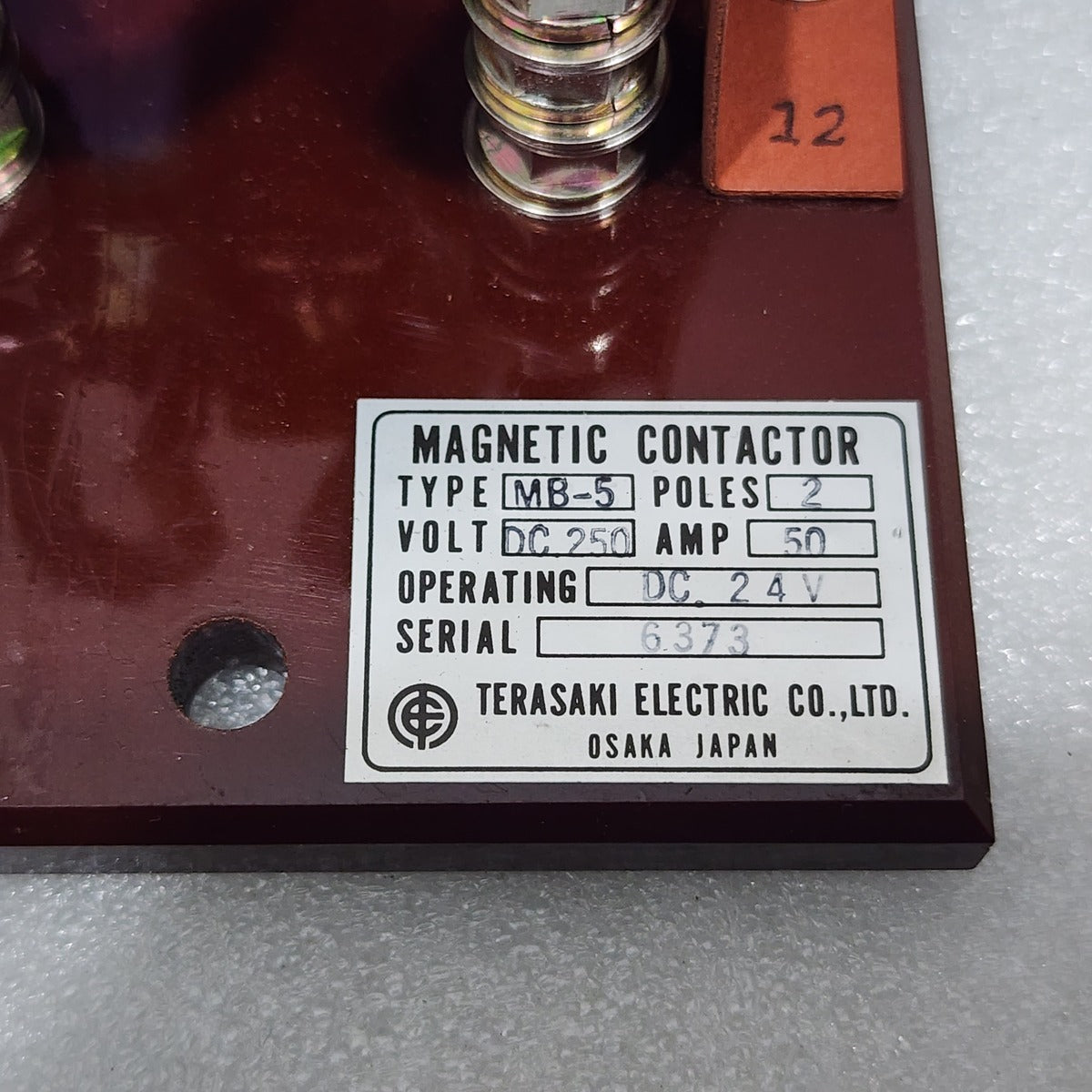 TERASAKI MB-5 50A MAGNETIC CONTACTOR COIL VOLTAGE 24VDC
