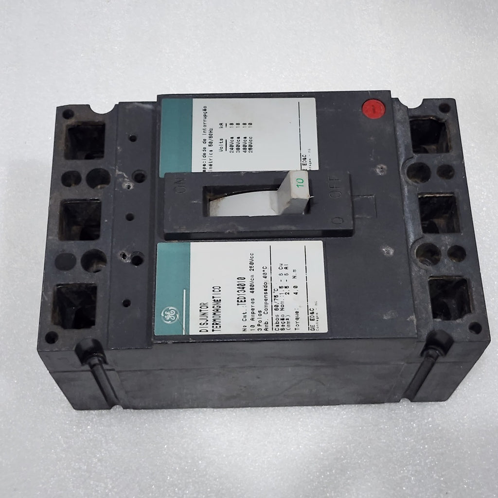 GENERAL ELECTRIC TED134010 10A CIRCUIT BREAKER 480VAC/250VDC