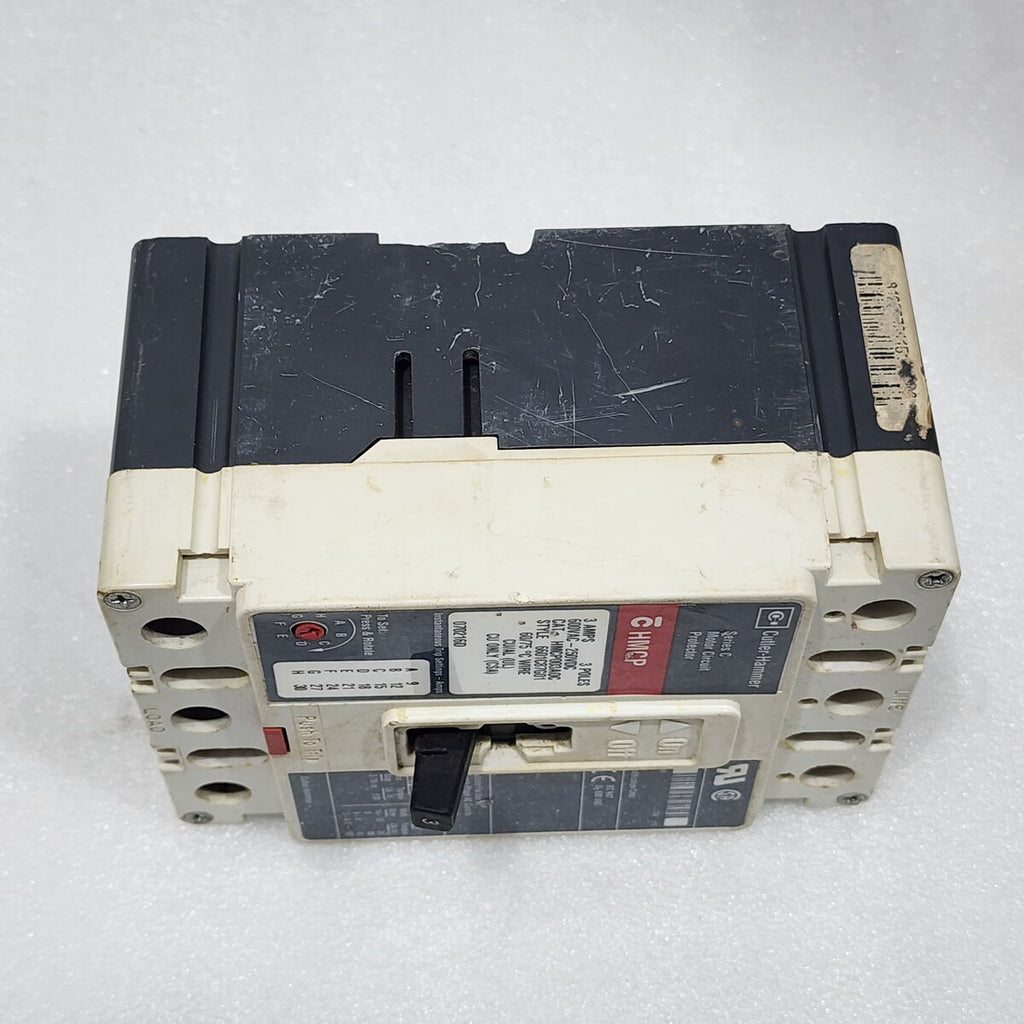 EATON CUTLER HAMMER HMCP003AOC 3A INDUSTRIAL CIRCUIT BREAKER 600VAC/250VDC HMCP