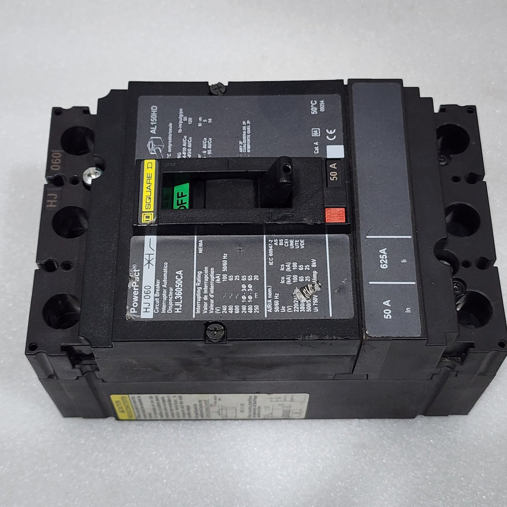 SQUARE D HJL36050CA 50A CIRCUIT BREAKER 480VAC 250VDC HJ 060