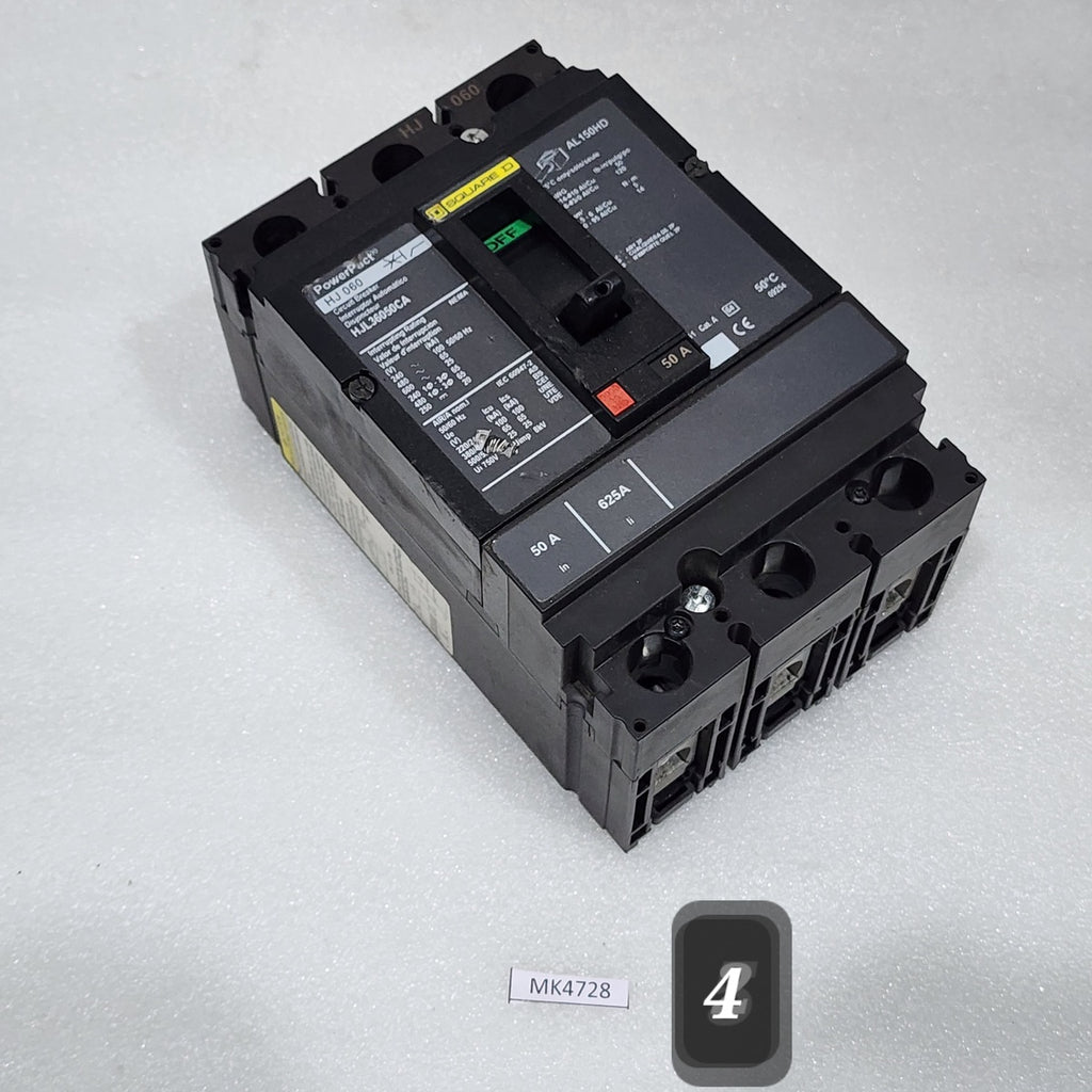 SQUARE D HJL36050CA 50A CIRCUIT BREAKER 480VAC 250VDC HJ 060