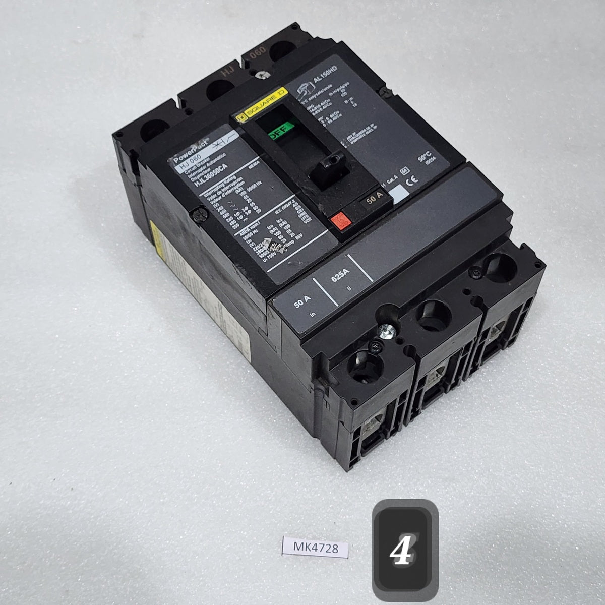SQUARE D HJL36050CA 50A CIRCUIT BREAKER 480VAC 250VDC HJ 060