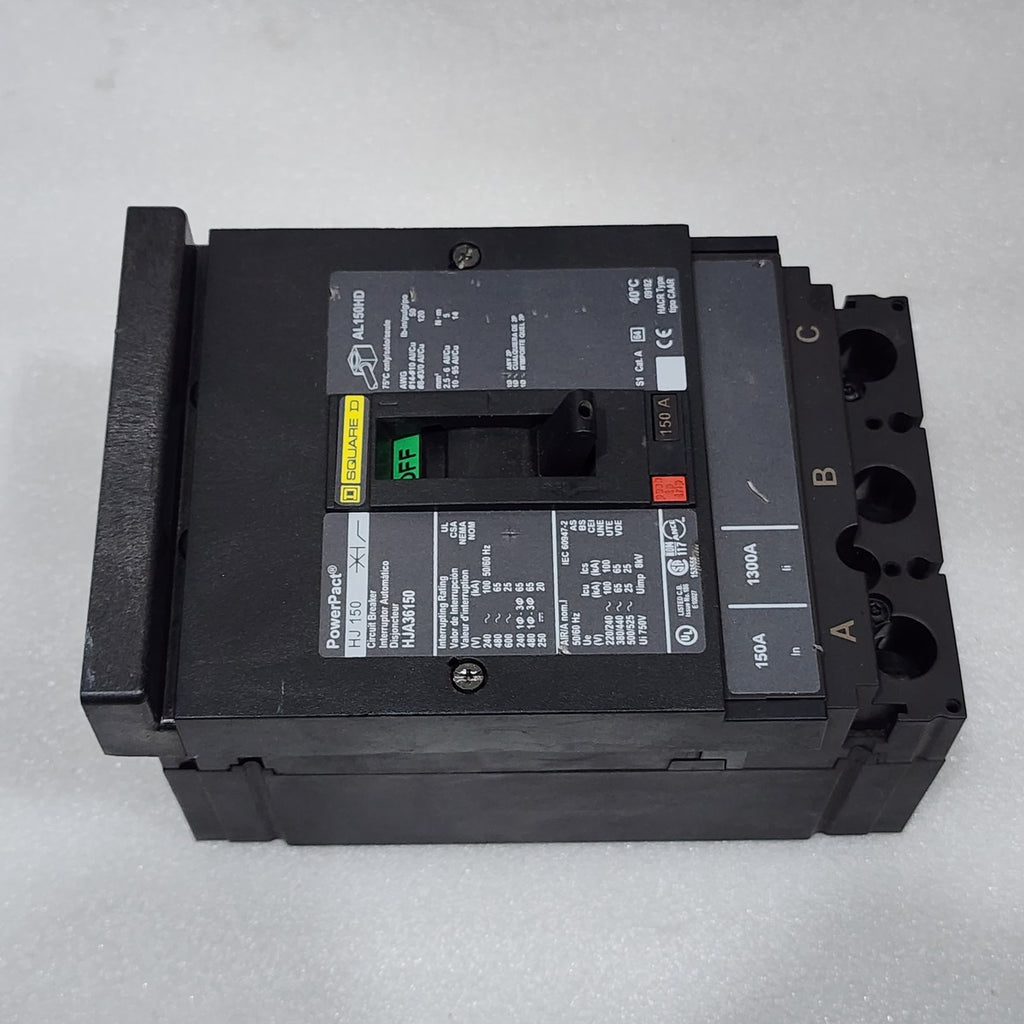 SQUARE D HJA36150 150A CIRCUIT BREAKER 480VAC 250VDC WITHOUT JAWS & PROTECTOR
