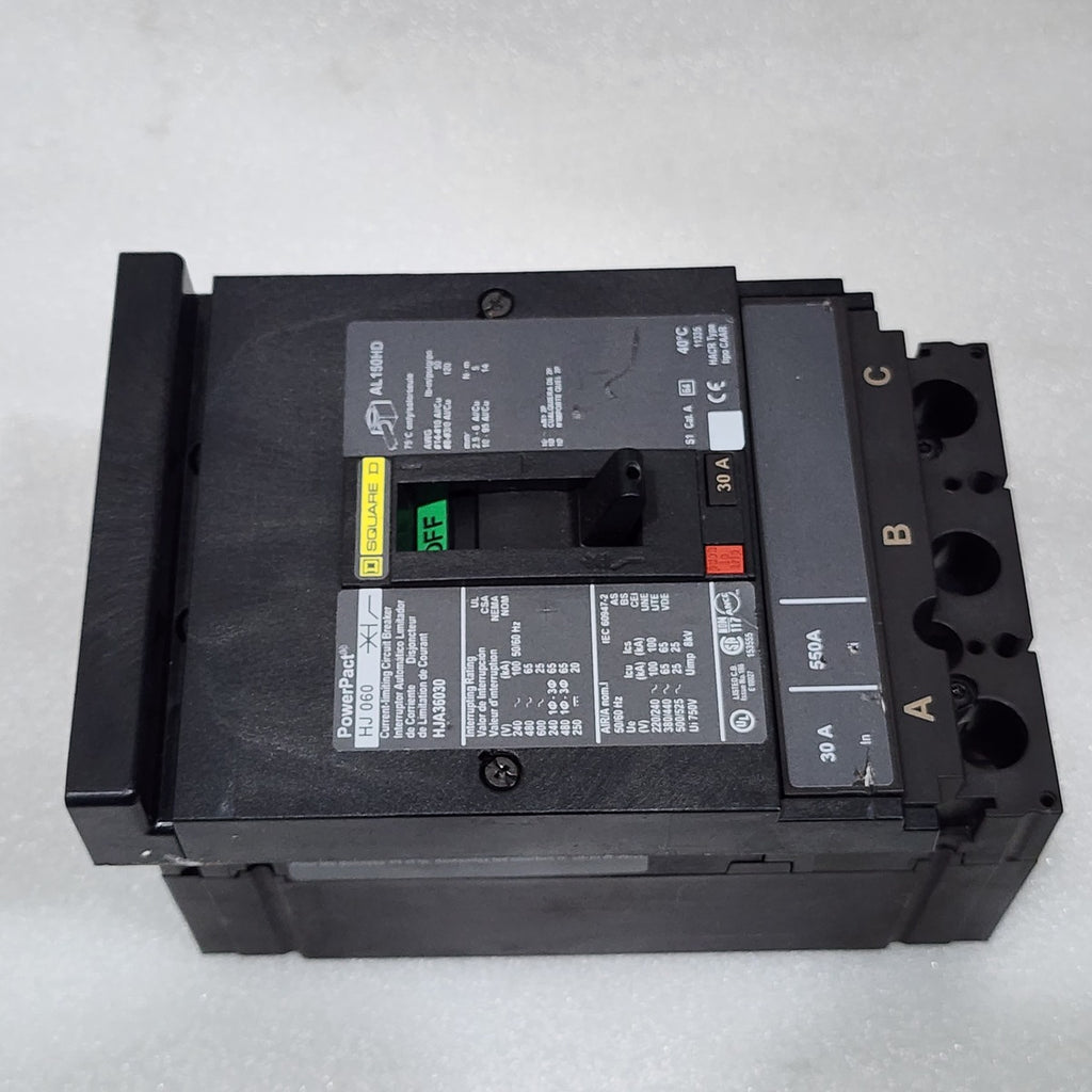 SQUARE D HJA36030 30A CIRCUIT BREAKER 480VAC 250VDC  WITHOUT JAWS & PROTECTOR