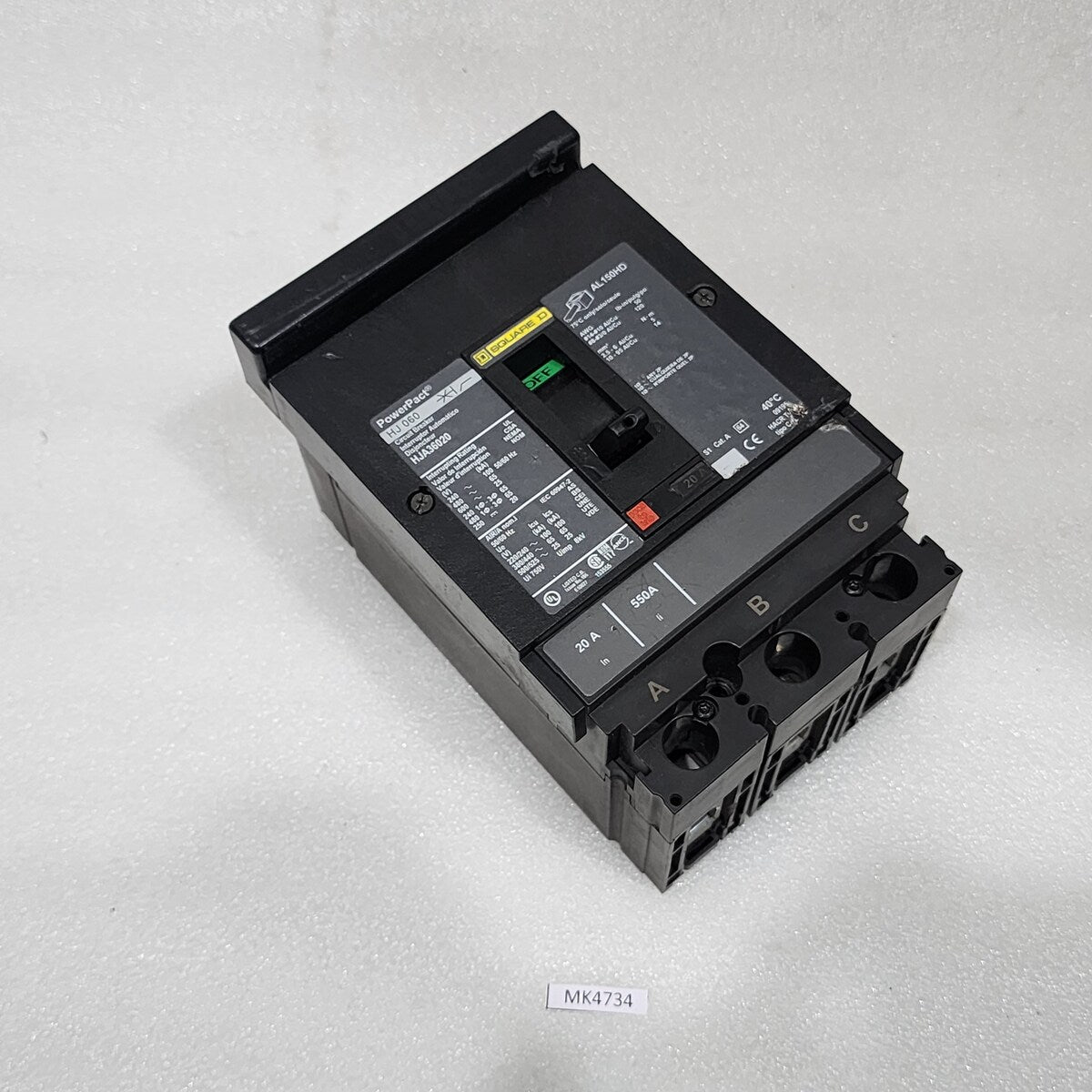 SQUARE D HJA36020 20A CIRCUIT BREAKER 480VAC 250VDC  POWERPACT HJ 060