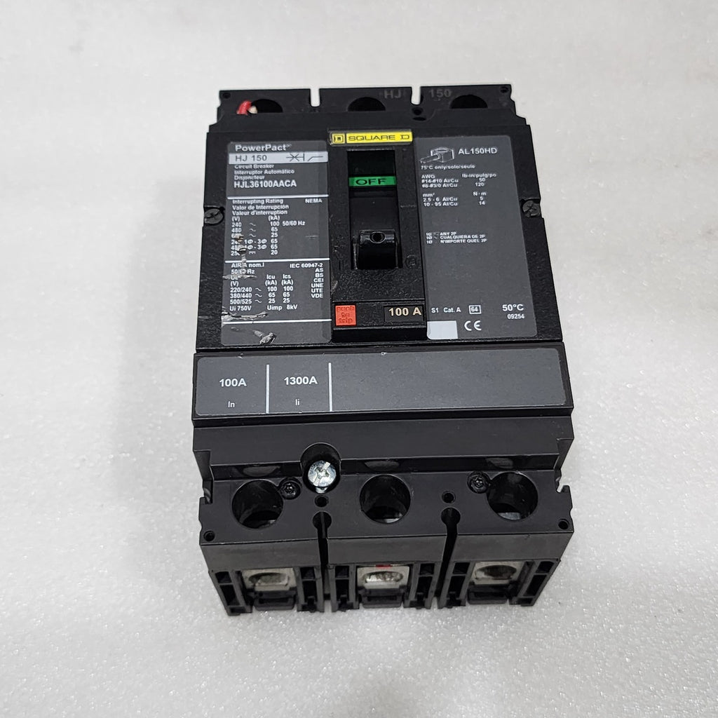 SQUARE D HJL36100AACA 100A CIRCUIT BREAKER 480VAC 250VDC