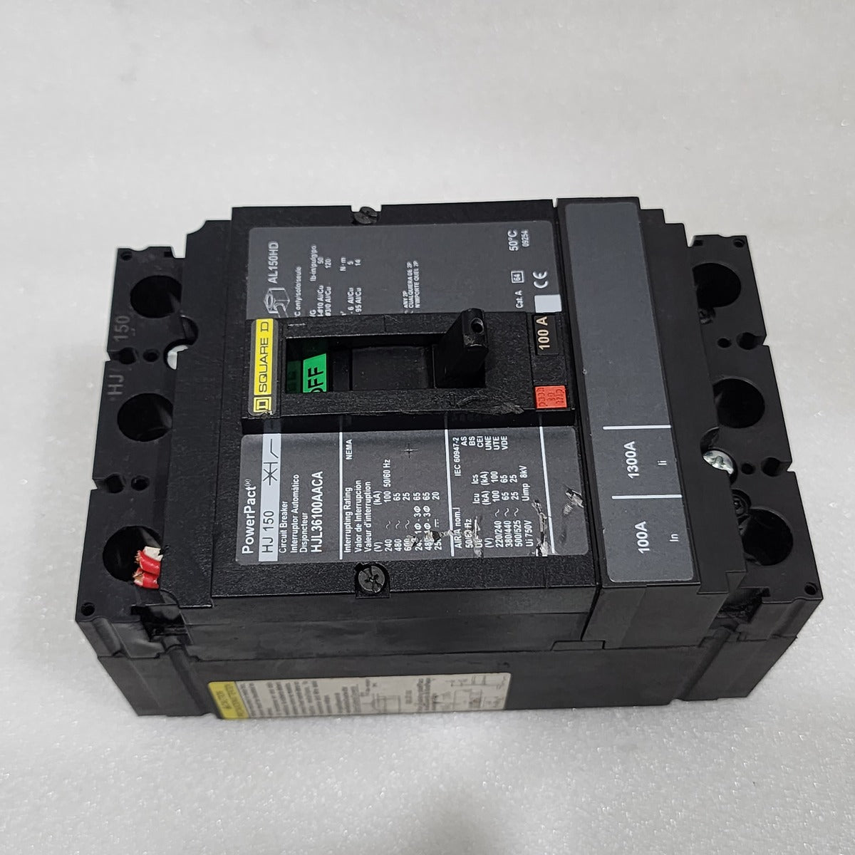 SQUARE D HJL36100AACA 100A CIRCUIT BREAKER 480VAC 250VDC