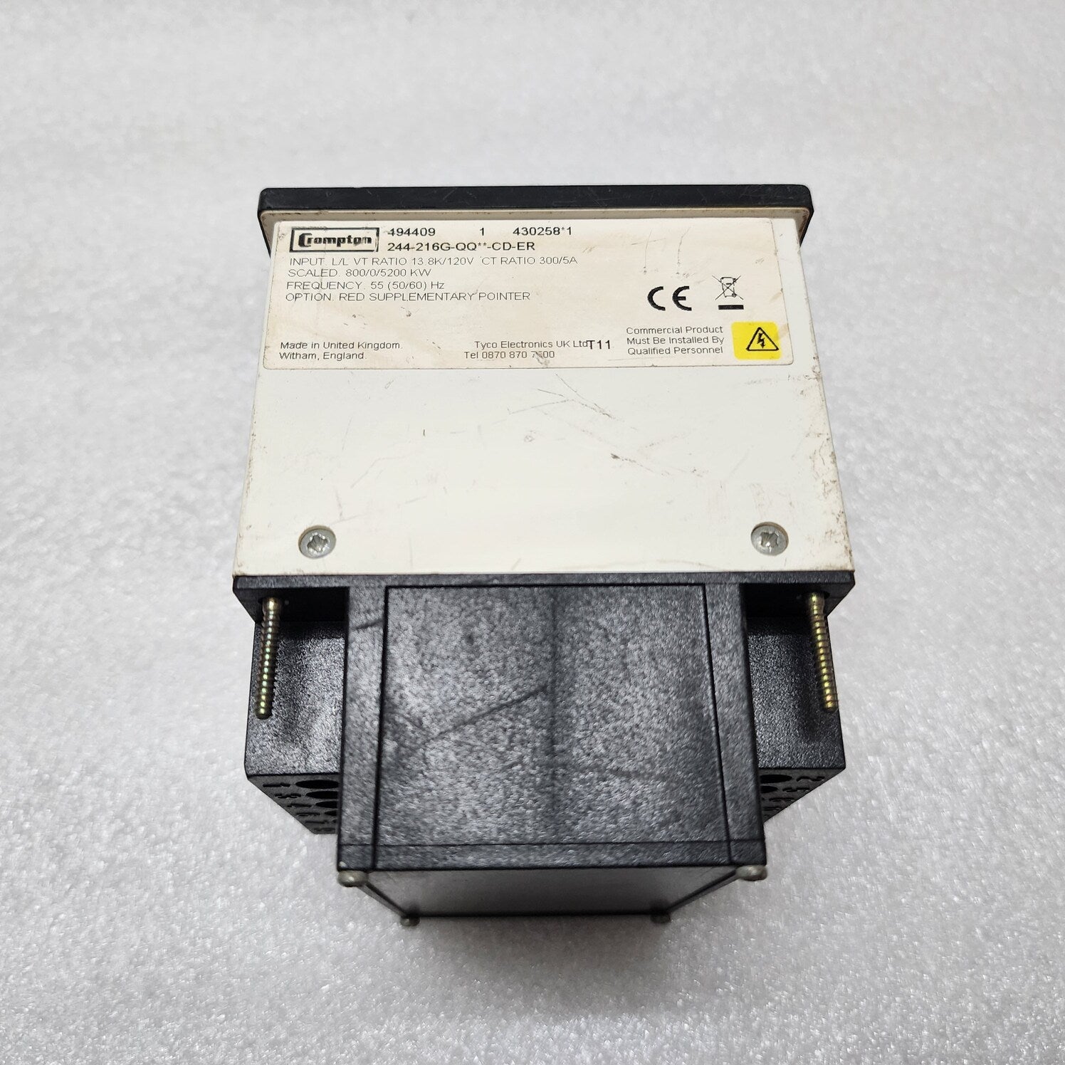 CROMPTON 244-216G-QQ-CD-ER kW METER 494409 1 430258-1 L/L VT RATIO 13.8K/120V CT