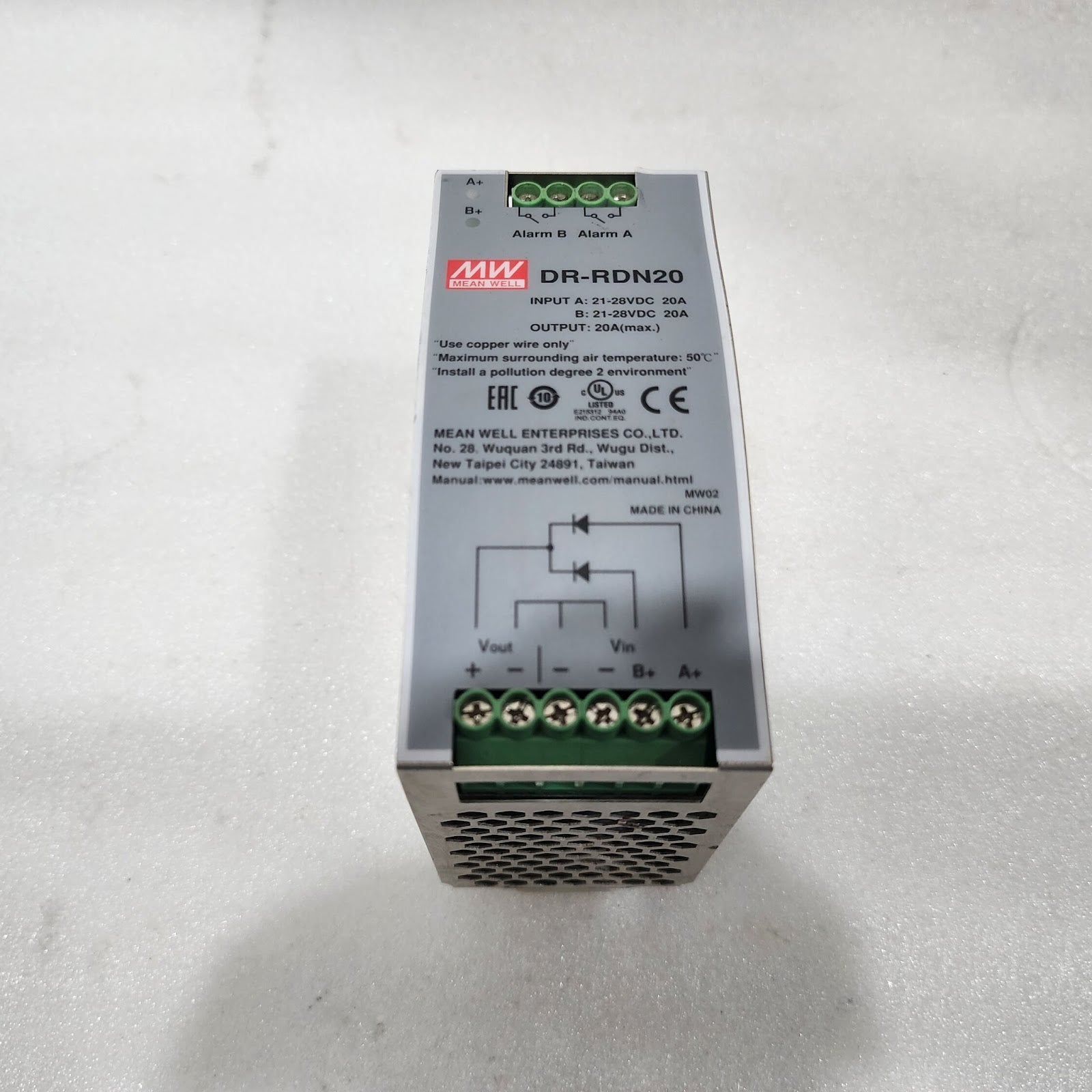 MEAN WELL DR-RDN20  20A POWER SUPPLY REDUNDANCY MODULE