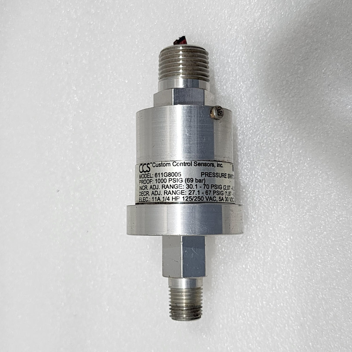 CUSTOM CONTROL SENSORS 611G8005 PRESSURE SWITCH 1000 PSIG 69 BAR