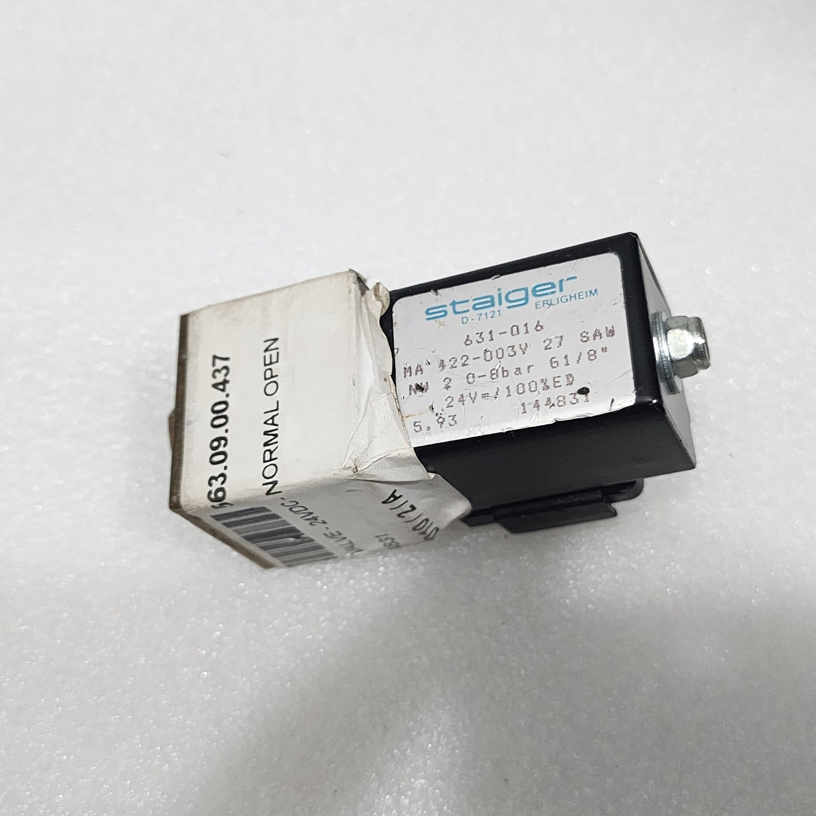 STAIGER 631-016 SOLENOID VALVE MA 422-003V  27 SAW 24VDC 0-8 BAR