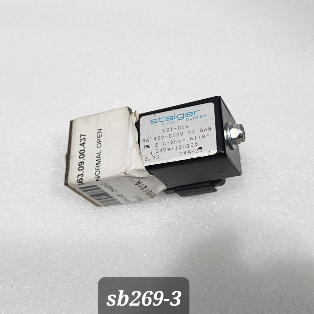 STAIGER 631-016 SOLENOID VALVE MA 422-003V  27 SAW 24VDC 0-8 BAR