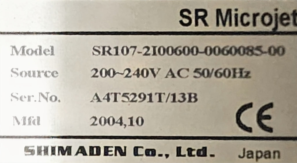 SHIMADEN SR107-2I00600-0060085-00 CHART RECORDER 200-240VAC
