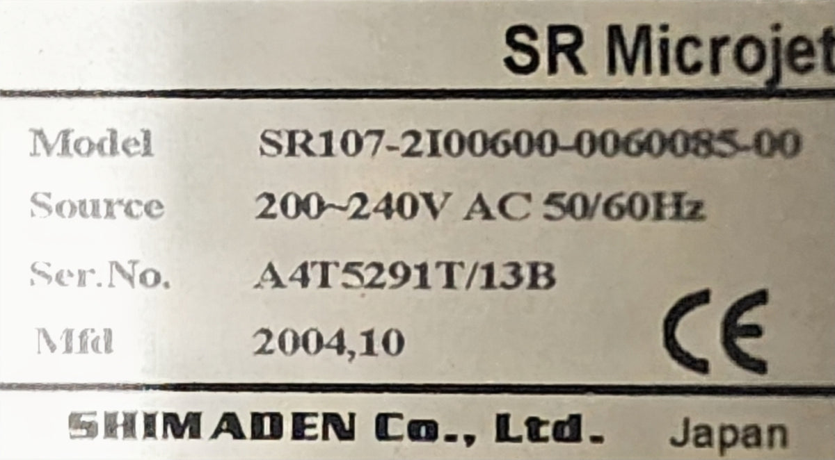 SHIMADEN SR107-2I00600-0060085-00 CHART RECORDER 200-240VAC