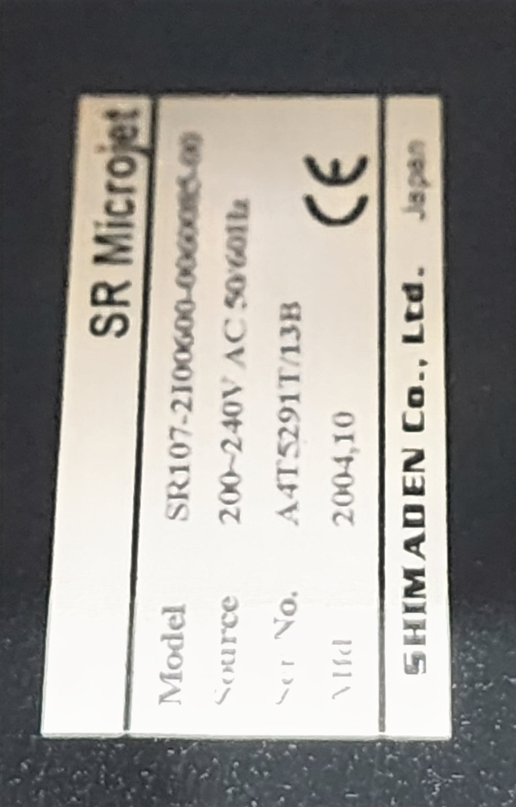 SHIMADEN SR107-2I00600-0060085-00 CHART RECORDER 200-240VAC