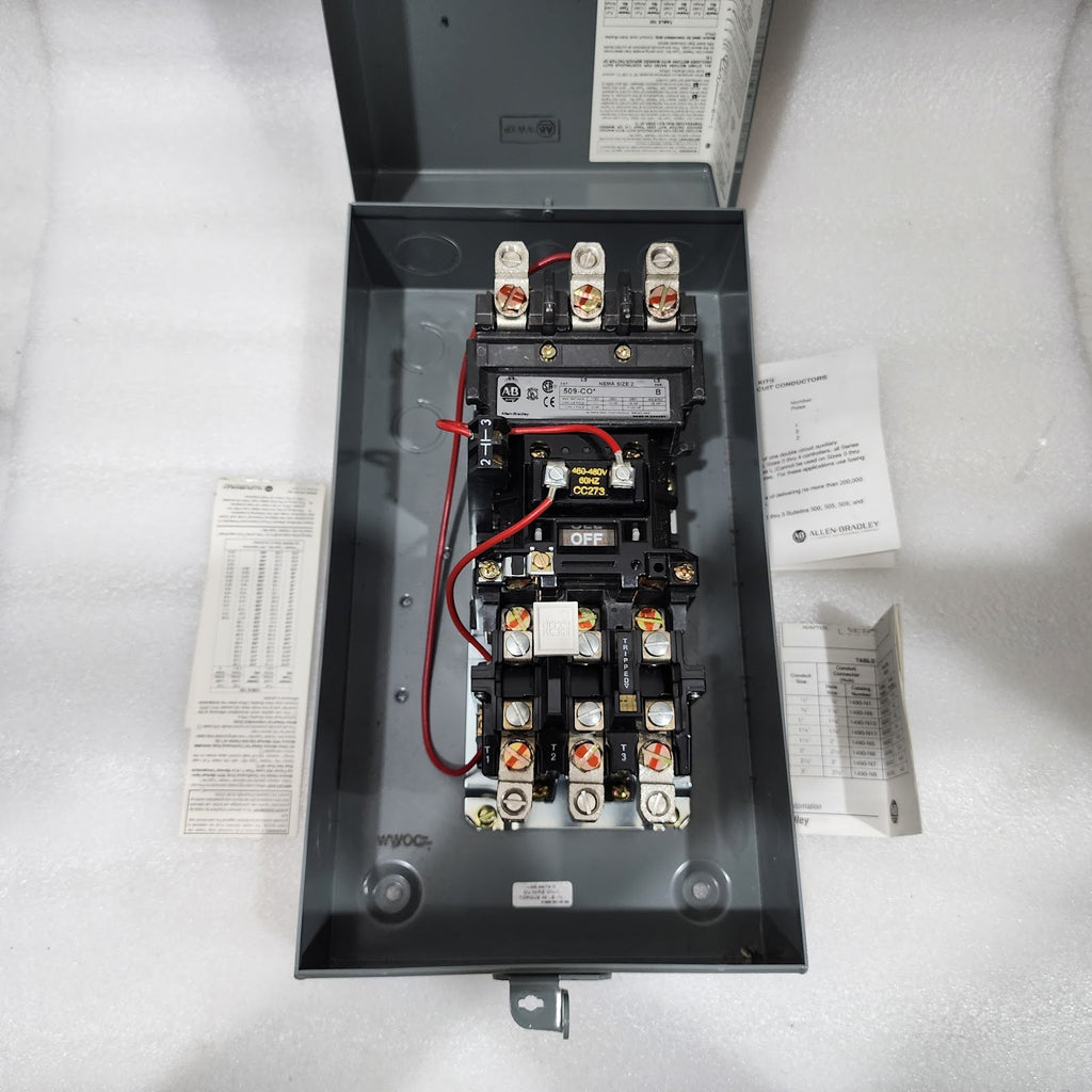 ALLEN BRADLEY CAT 509-CO MOTOR STARTER 45A COIL VOLTAGE 460-480V 595-A