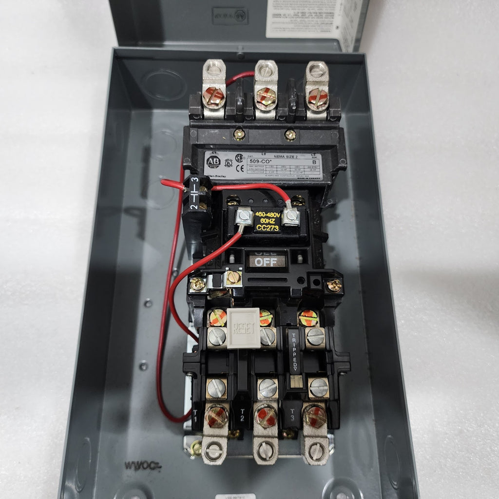 ALLEN BRADLEY CAT 509-CO MOTOR STARTER 45A COIL VOLTAGE 460-480V 595-A