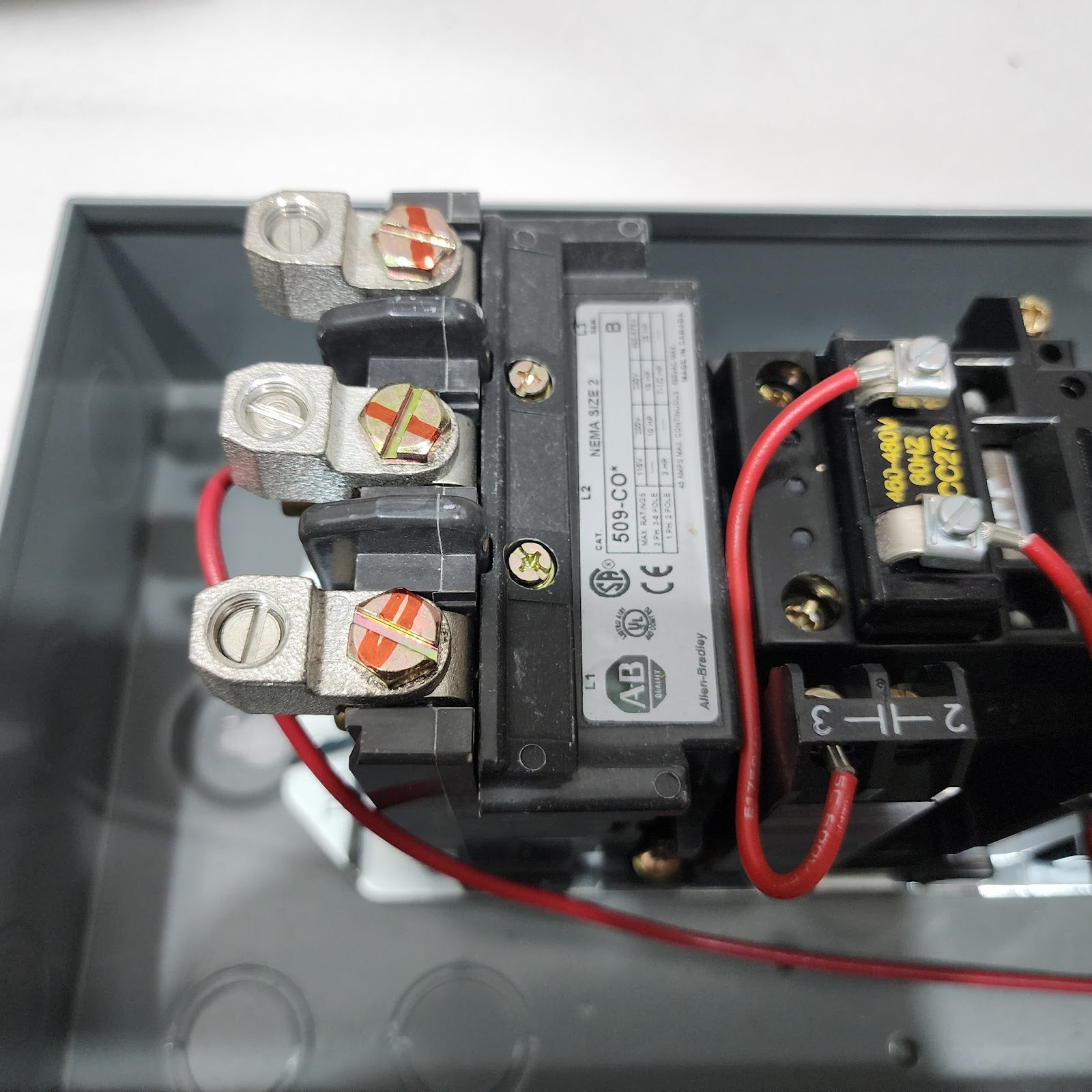 ALLEN BRADLEY CAT 509-CO MOTOR STARTER 45A COIL VOLTAGE 460-480V 595-A