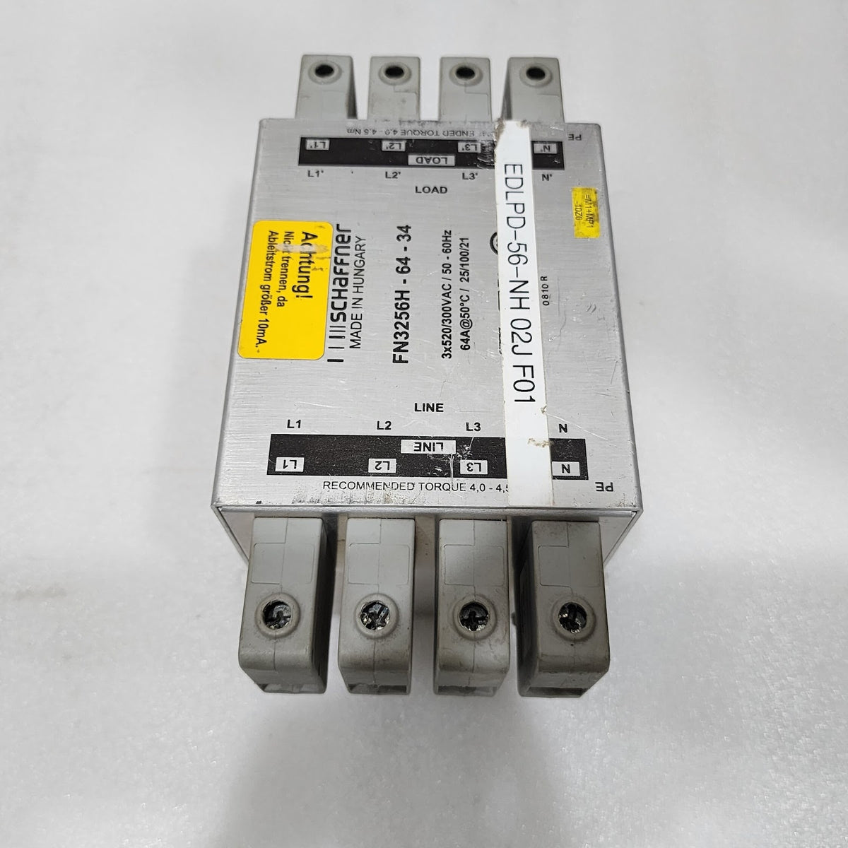 SCHAFFNER FN3256H-64-34 EMI FILTER 64A 480V 60HZ