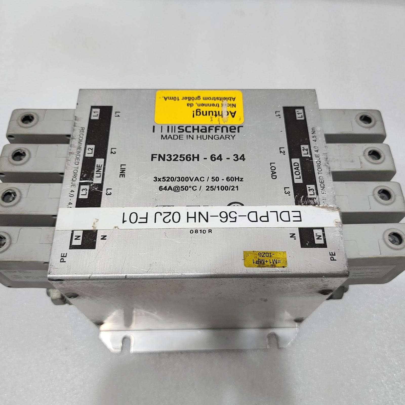 SCHAFFNER FN3256H-64-34 EMI FILTER 64A 480V 60HZ