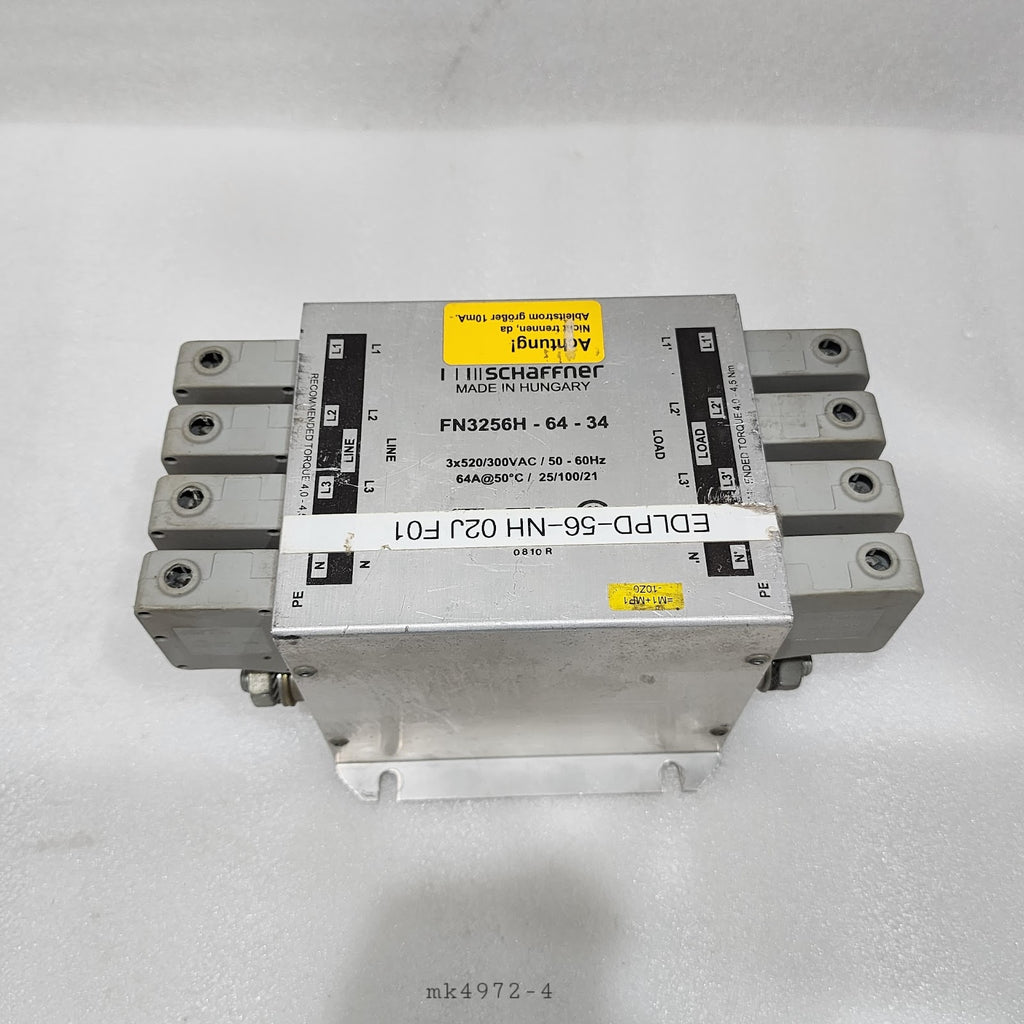 SCHAFFNER FN3256H-64-34 EMI FILTER 64A 480V 60HZ