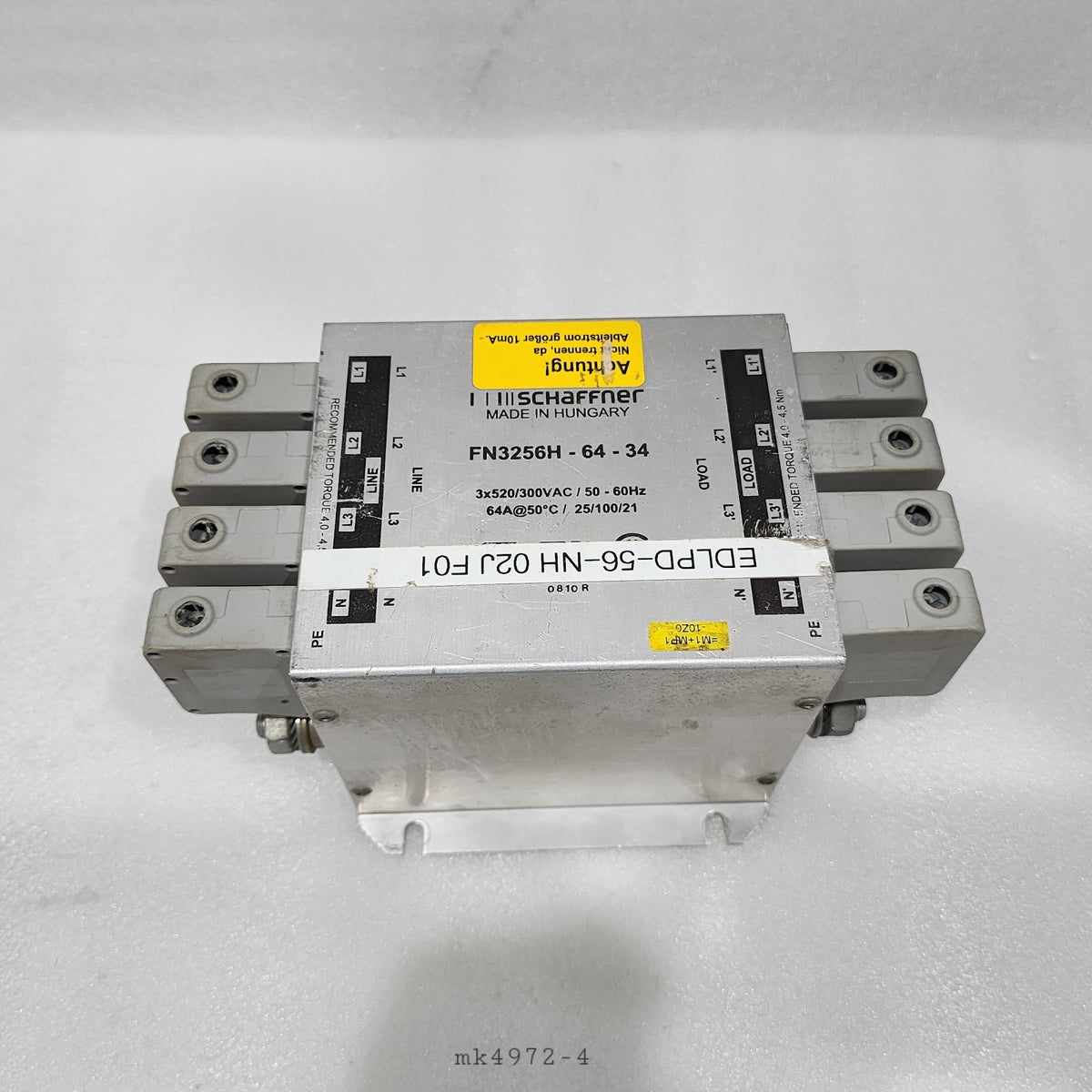 SCHAFFNER FN3256H-64-34 EMI FILTER 64A 480V 60HZ
