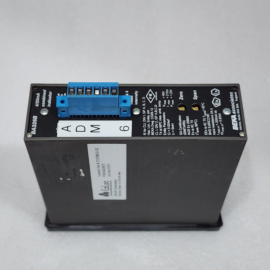 BEKA ASSOCIATES BA326B INTRINSICALLY SAFE 2-WIRE 4/20 mA COMBINED INDICATOR