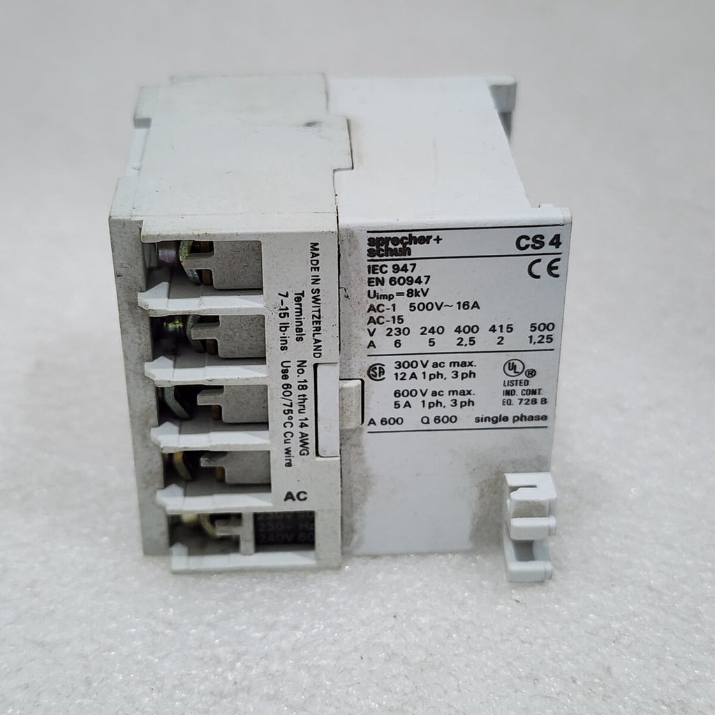 SPRECHER + SCHUH CS4-40E CONTROL RELAY COIL VOLTAGE 220-240V