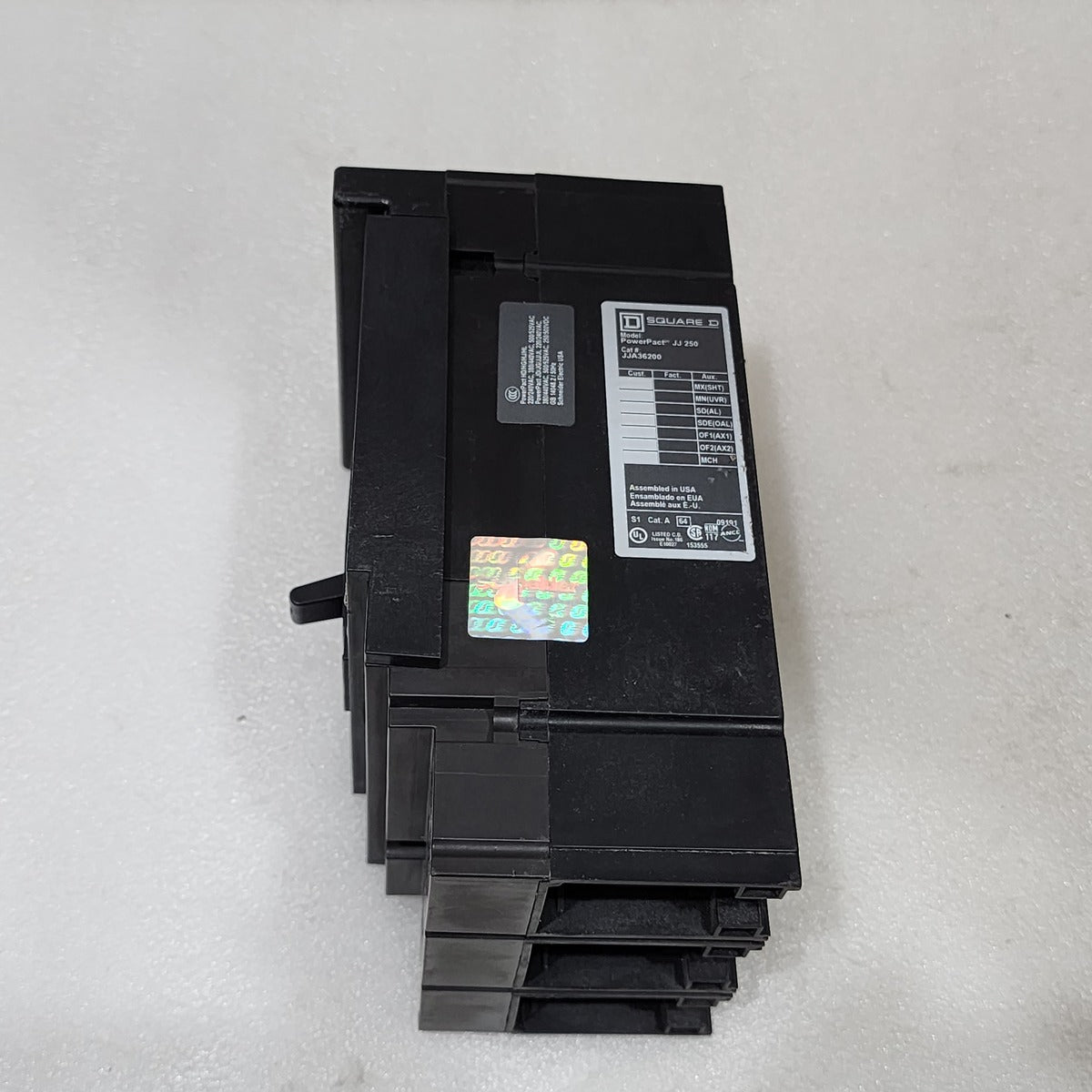 SQUARE D JJA36200 CIRCUIT BREAKER 200A JJ250 WITHOUT JAWS & PROTECTOR