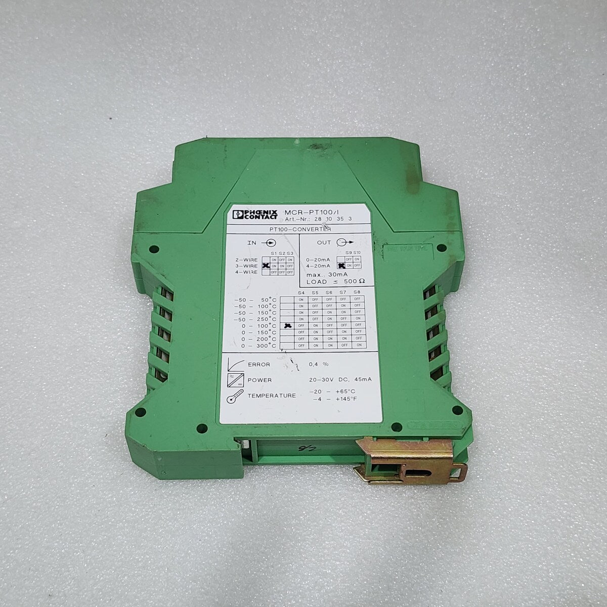 PHOENIX CONTACT MCR-PT100/I RESISTANCE THERMOMETER MEASURING TRANSDUCER 2810353