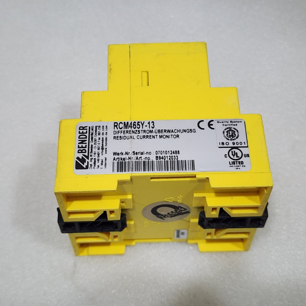 BENDER RCM SERIE 460 RCM465Y-13 RESIDUAL CURRENT MONITOR B94012033 90-132V