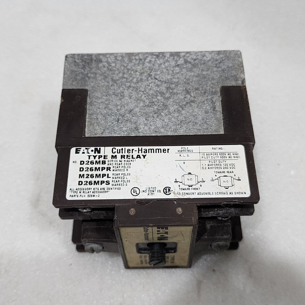 EATON CUTLER HAMMER D26M TYPE M RELAY COIL VOLTAGE 110-120V