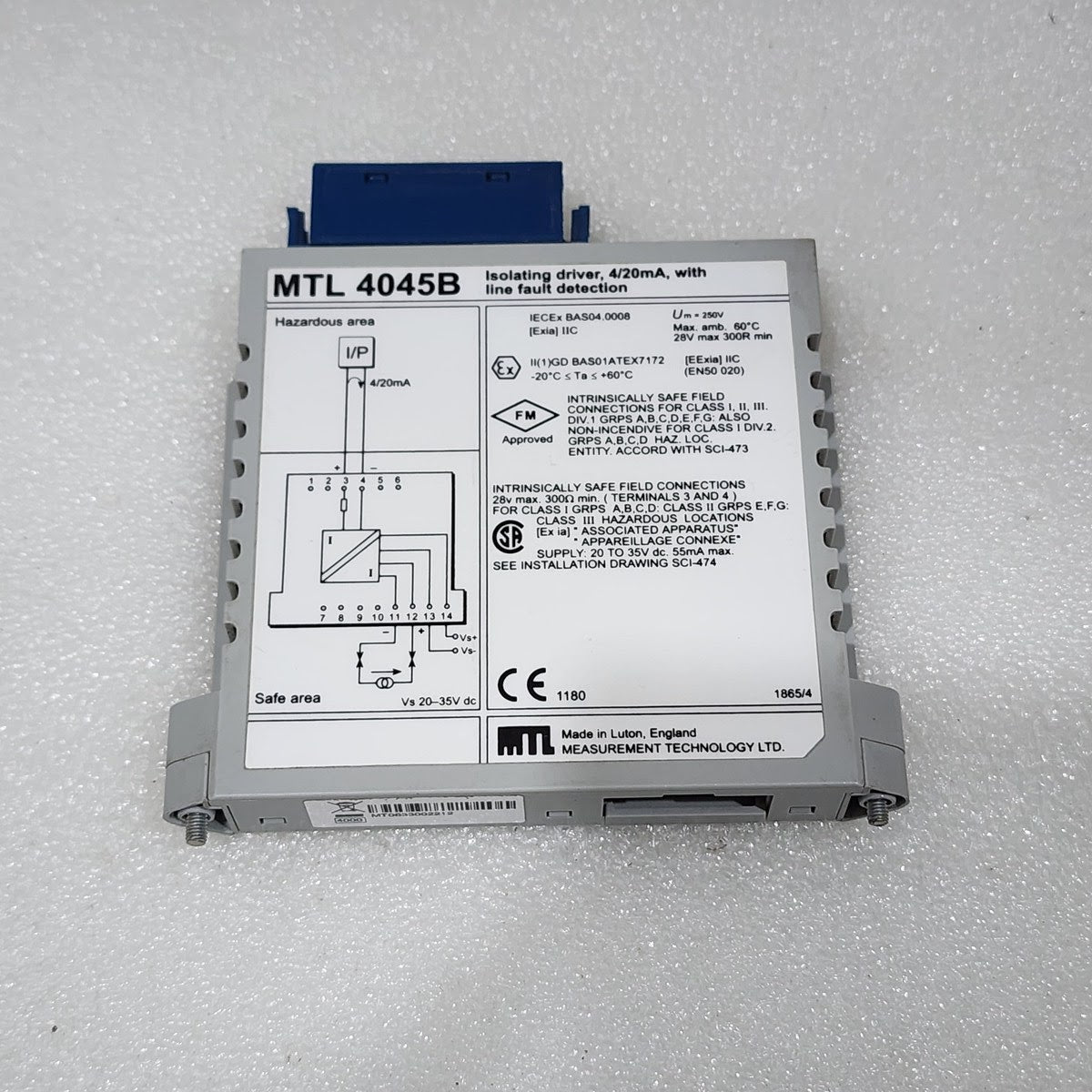 MEASUREMENT TECHNOLOGY MTL 4045B ISOLATING DRIVER 4/20mA