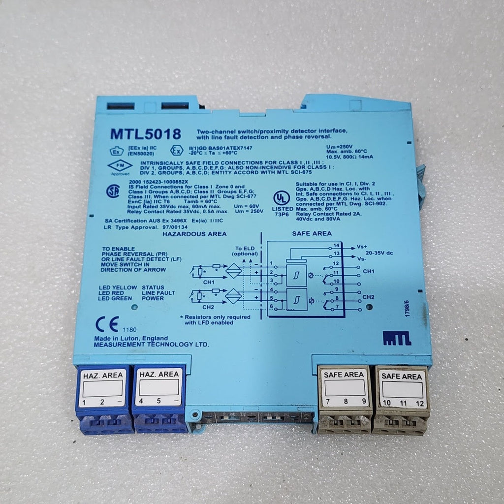 MEASUREMENT TECHNOLOGY MTL 5018 SWITCH/PROXIMITY DETECTOR INTERFACE