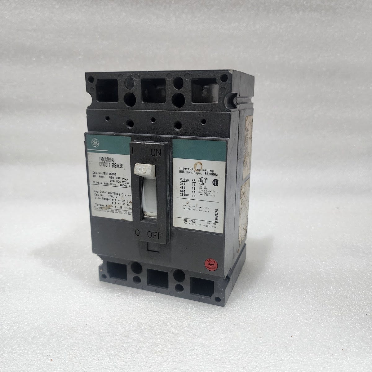 GE TED136050 3-POLE CIRCUIT BREAKER 50A GENERAL ELECTRIC