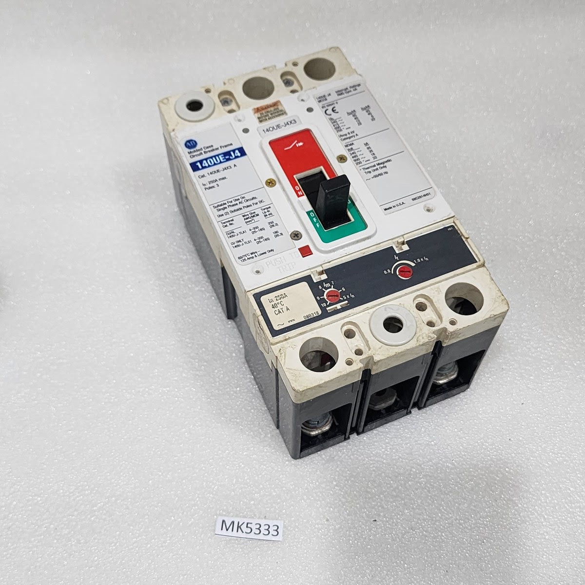 ALLEN BRADLEY CAT 140UE-J4X3 CIRCUIT BREAKER 250A