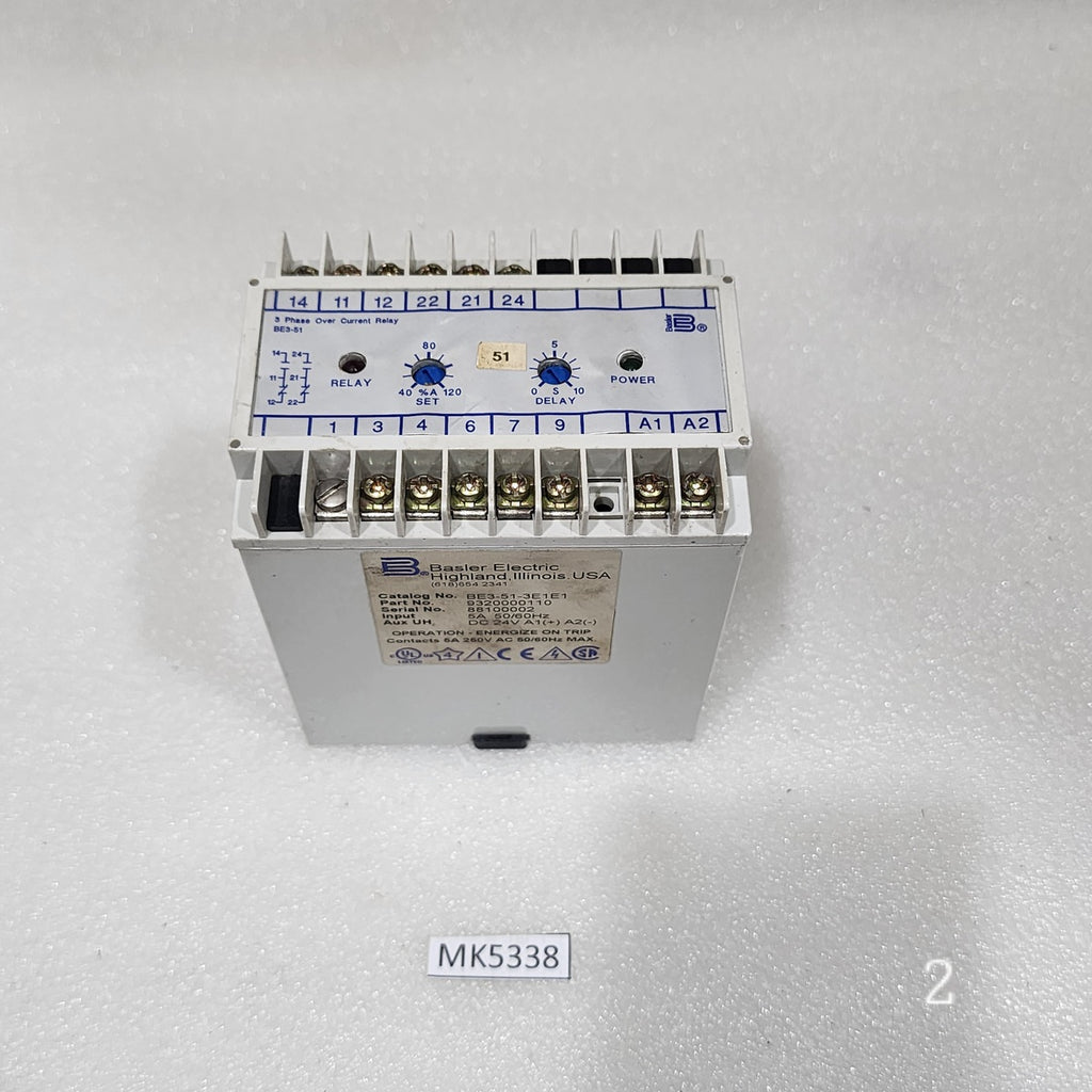 BASLER ELECTRIC BE3-51-3E1E1 CURRENT RELAY 9320000110 24VDC