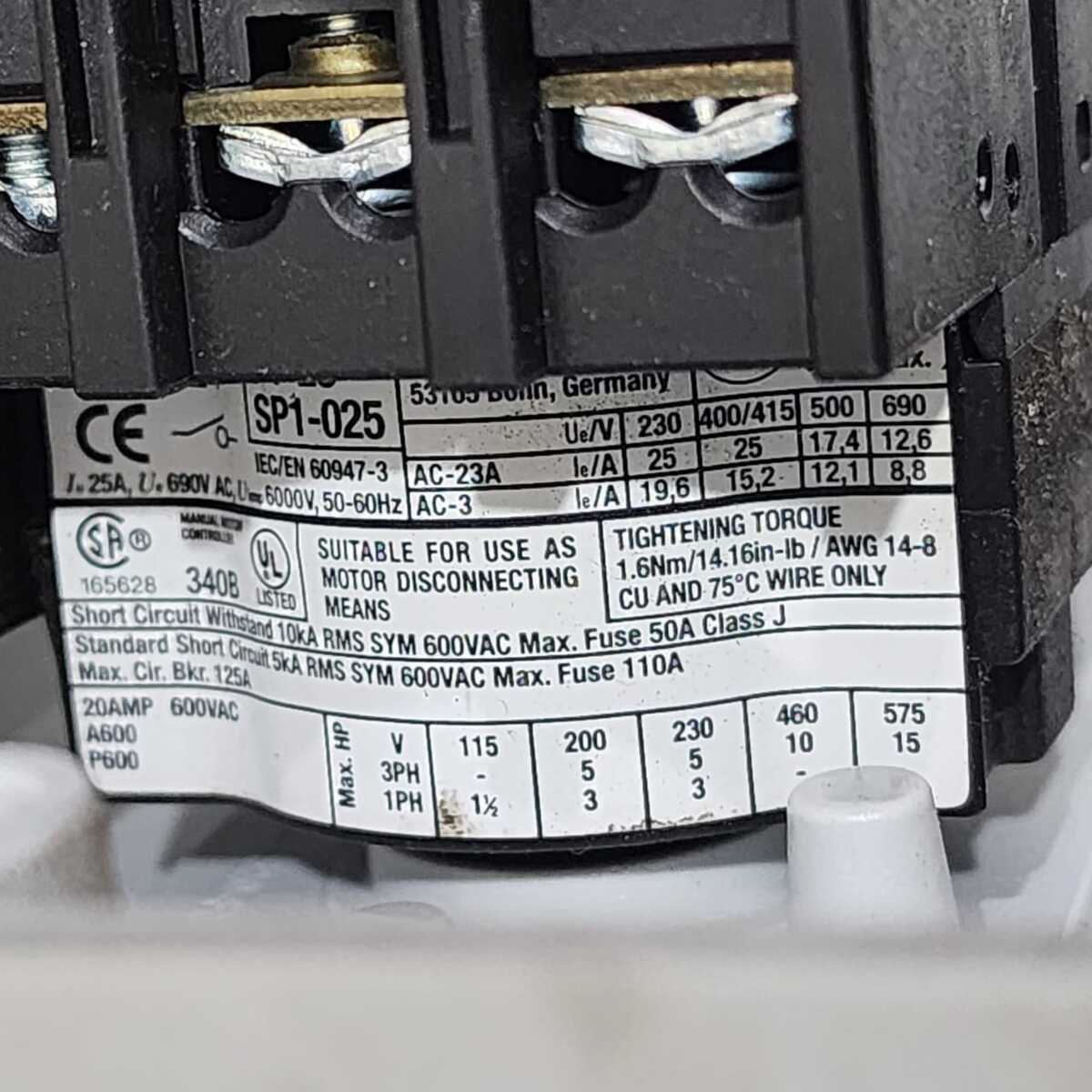 EATON HI11-P1/P3/Z SPX-HI11-P1-P3Z MAIN SWITCH 78819020 SP1-025