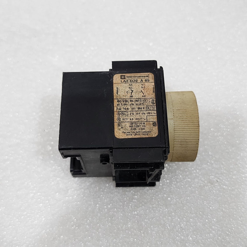 TELEMECANIQUE LA2-D20 A65 TRAVAIL TIMER BLOCK 0.1-3 SEC